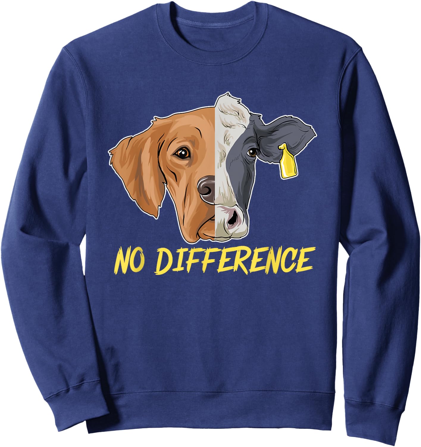 No Difference Vegan Vegetarian Gift Cow Dog Animal Lover Women Girls Kids Sweatshirt - Sweatshirt | Navy