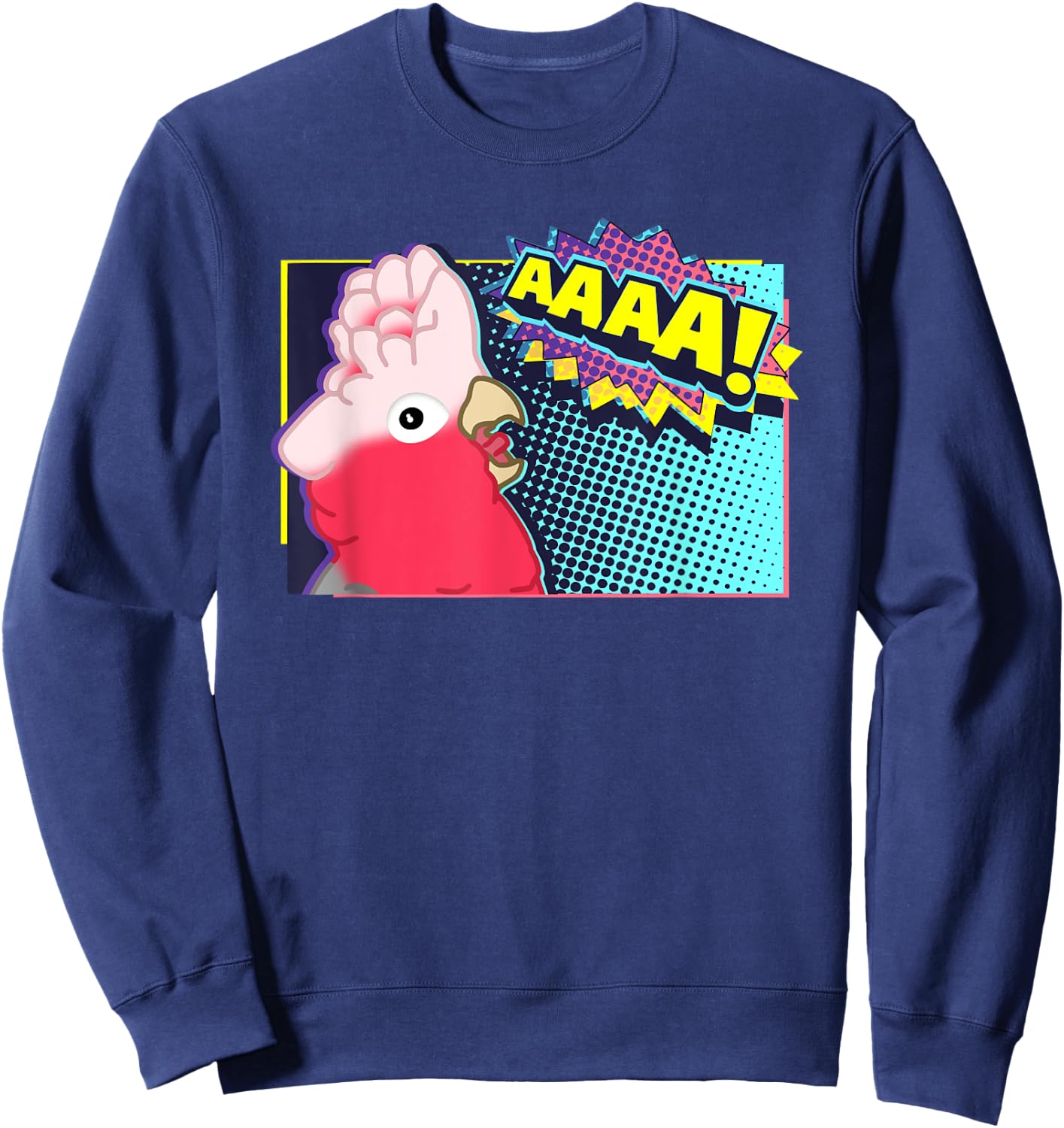 Screaming Galah Cockatoo Comic, Birb Memes, Funny parrot Sweatshirt - Sweatshirt | Navy