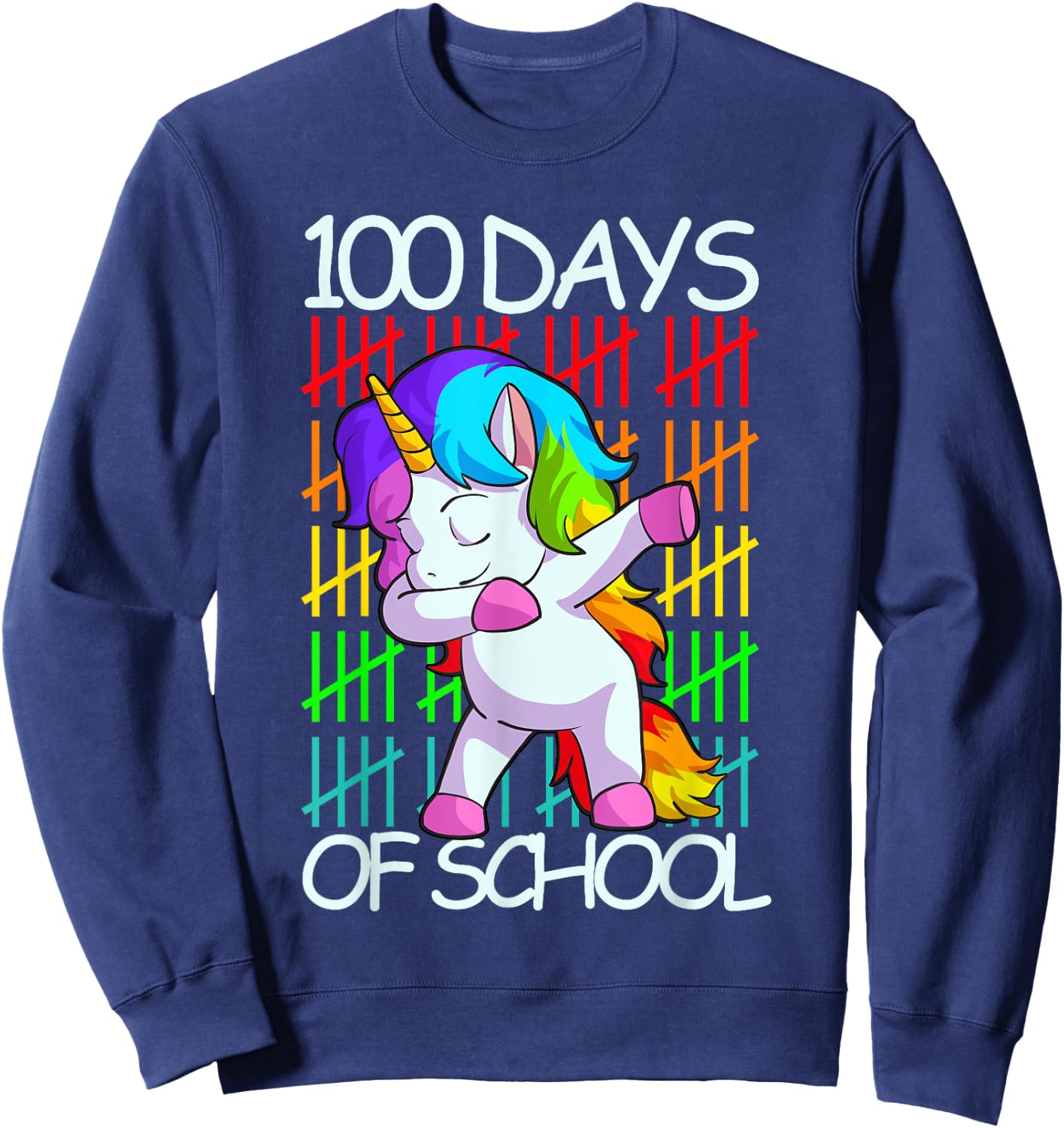 Happy 100 Days Of School Shirt Girls Unicorn Lover Gift Sweatshirt - Sweatshirt | Navy