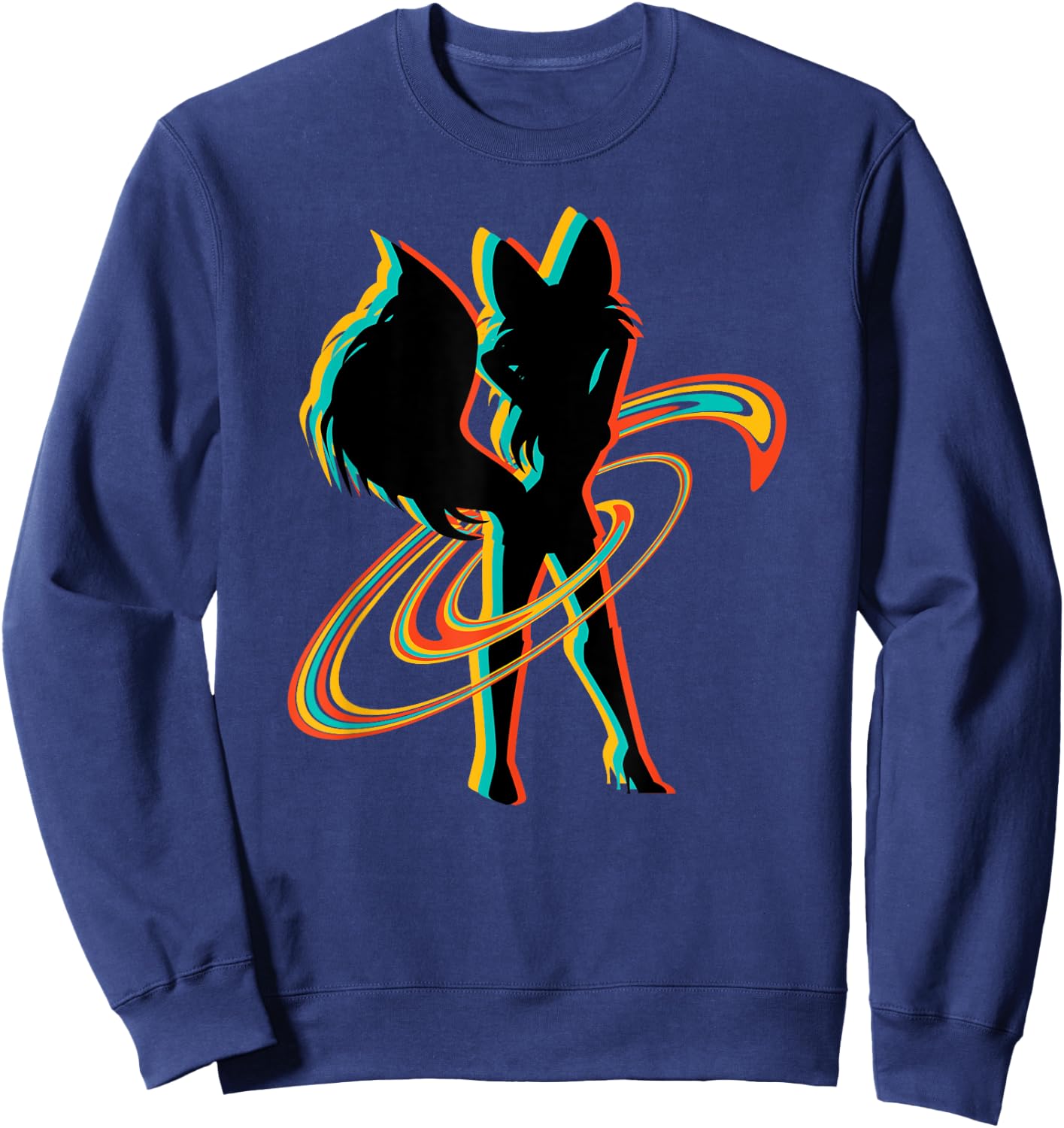 Retro Sexy Fox Anthropomorphic Furry Fandom Cosplay Fursona Sweatshirt - Sweatshirt | Navy