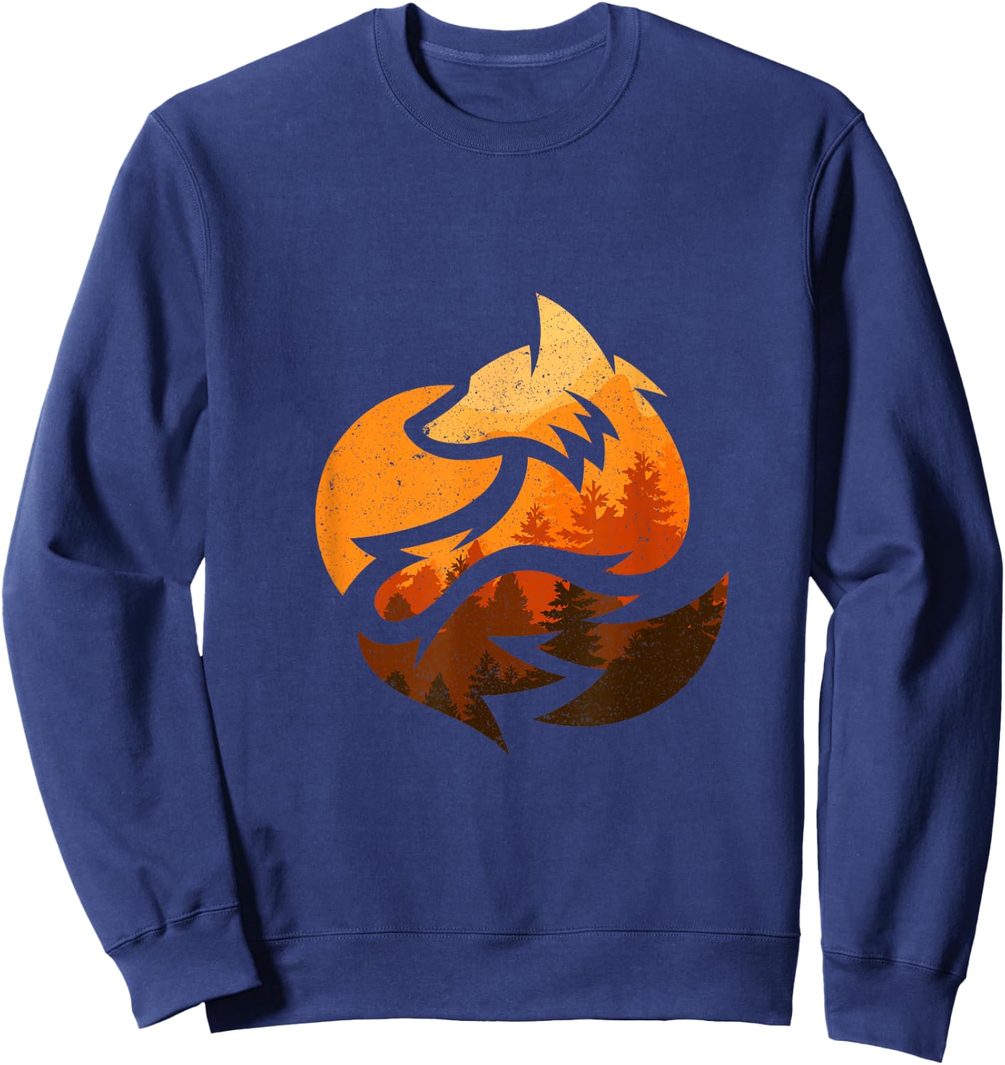Fox Animal Design Gifts with Nature Trees Hunting Sweatshirt - Sweatshirt | Navy