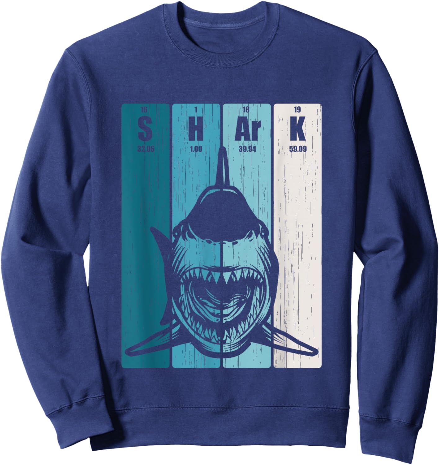 Funny Shark Periodic Table of Elements Shirt Shark Biologist Sweatshirt - Sweatshirt | Navy
