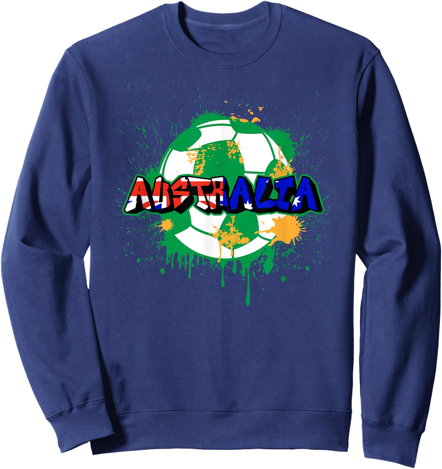 Australia Soccer Street Art Splatter Australian Flag Sweatshirt - Sweatshirt | Navy