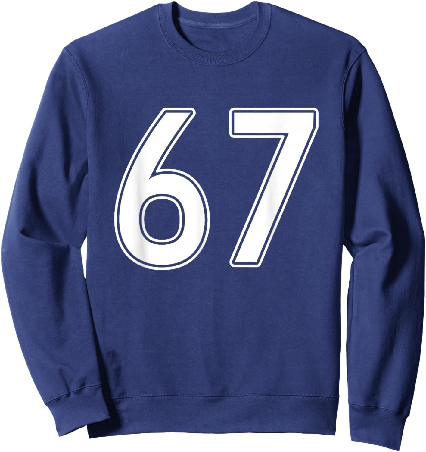 Number #67 White Sports Team Sweatshirt - Sweatshirt | Navy
