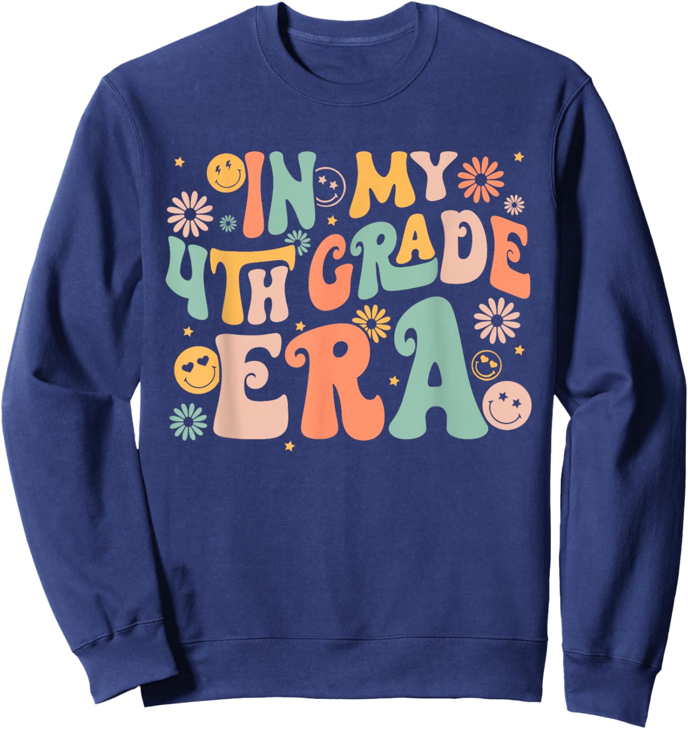 In My Fourth Grade Era Retro 4th Grade Back to School Sweatshirt - Sweatshirt | Navy