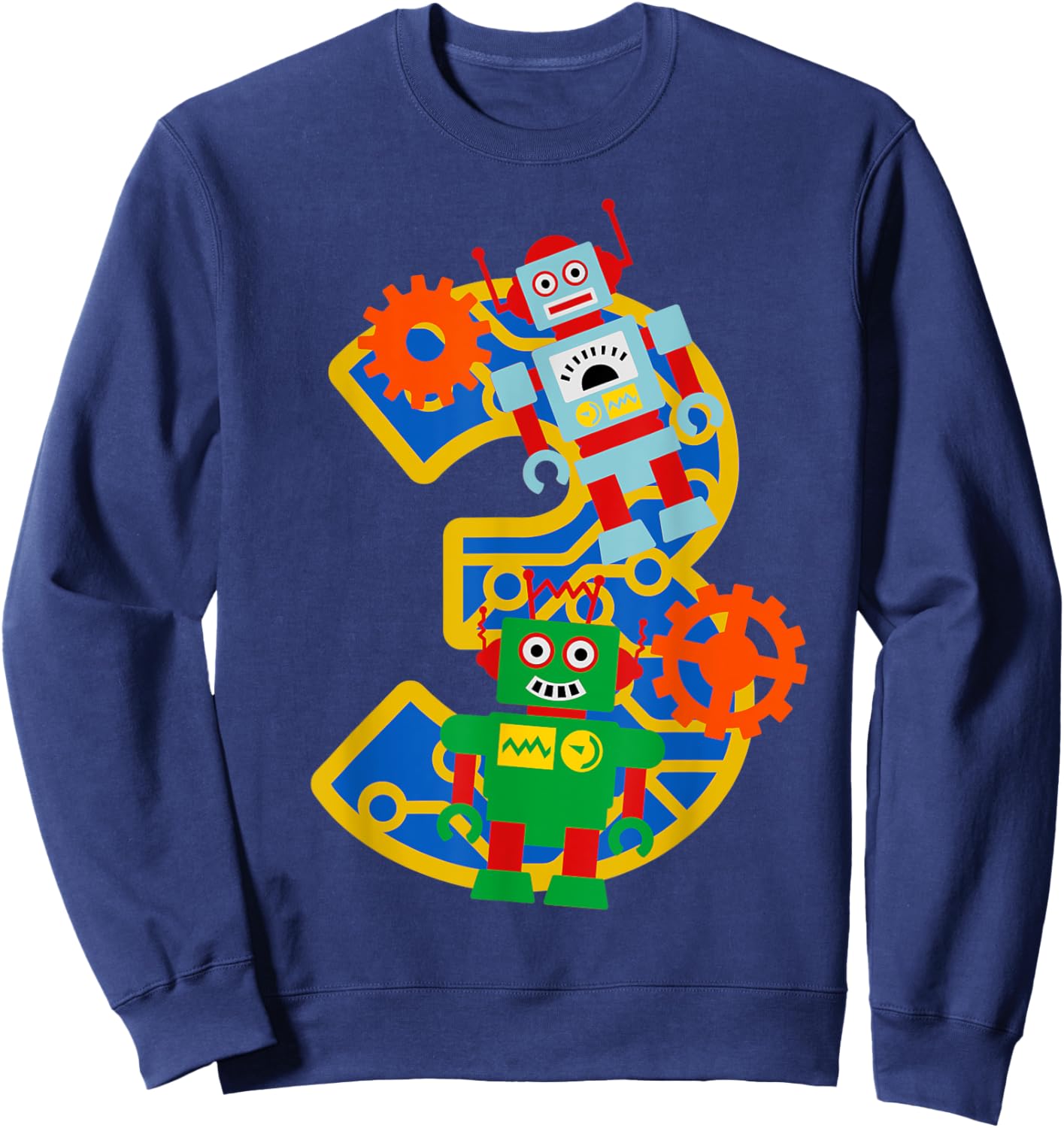 3rd Birthday Boy 3 Year Old Little Robot Robotics Engineer Sweatshirt - Sweatshirt | Navy