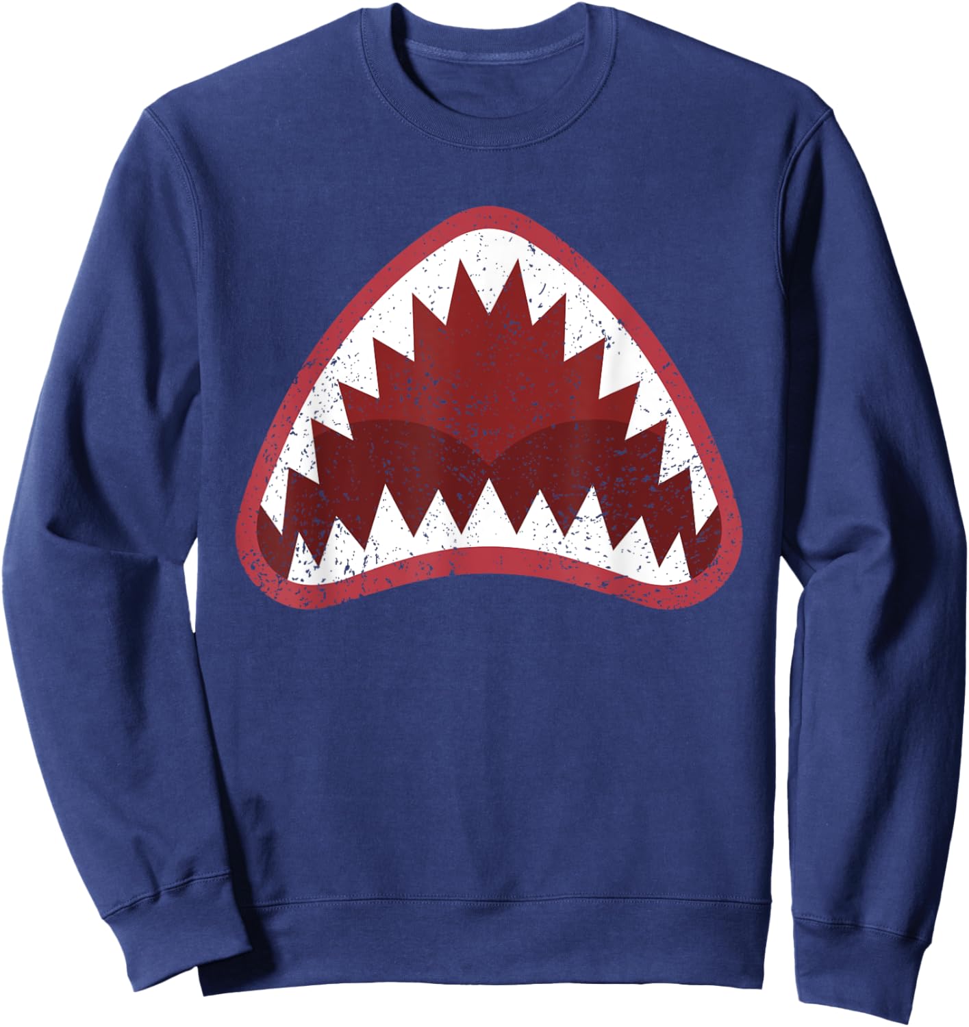 Shark with Open Mouth Distressed Sweatshirt - Sweatshirt | Navy