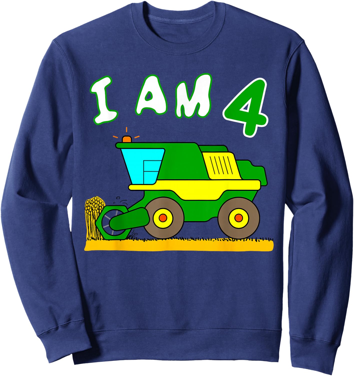Combine Harvester Birthday 4 Year Sweatshirt - Sweatshirt | Navy
