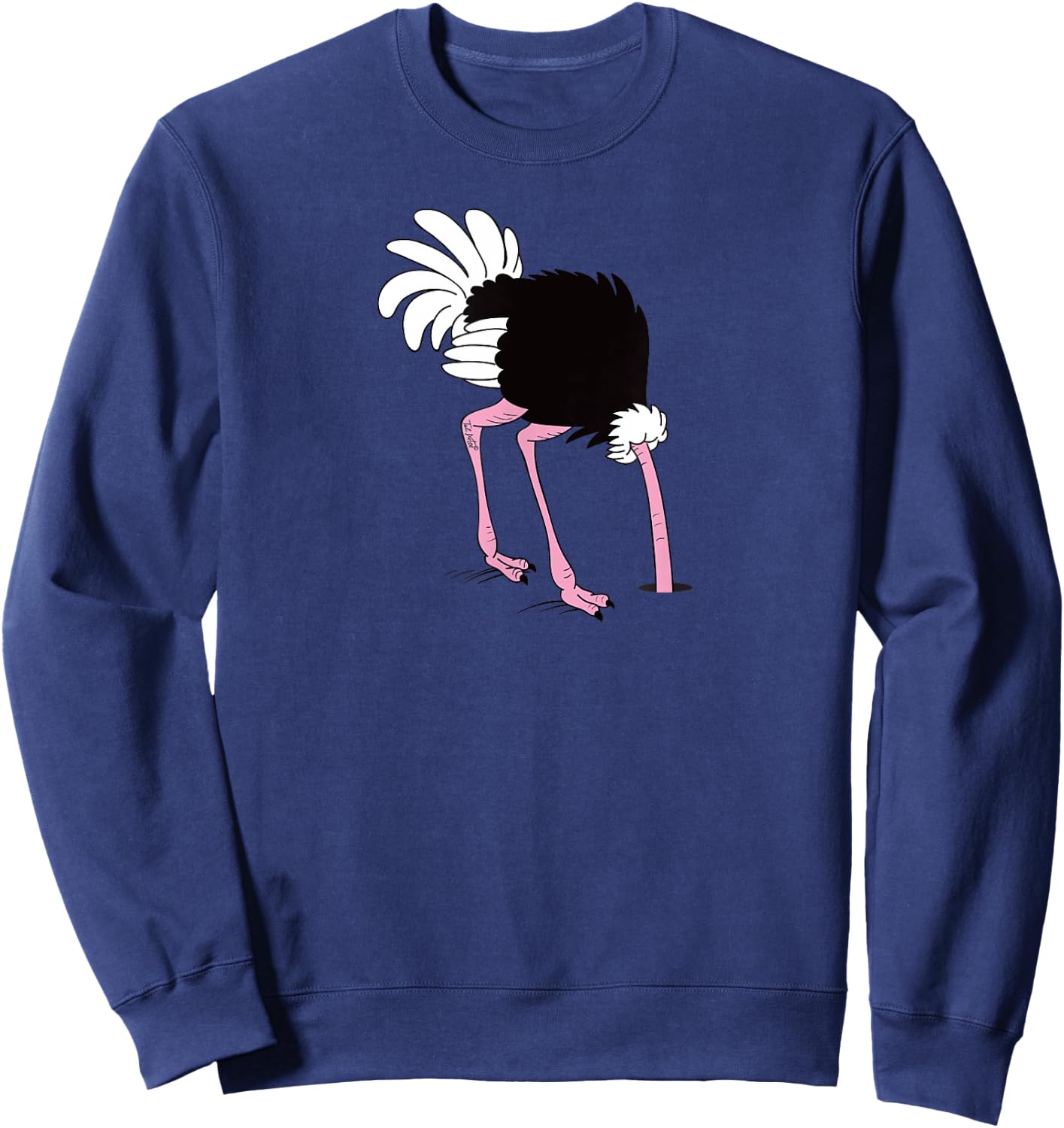 Funny Cute Ostrich Hiding Head in sand Cartoon Sweatshirt - Sweatshirt | Navy