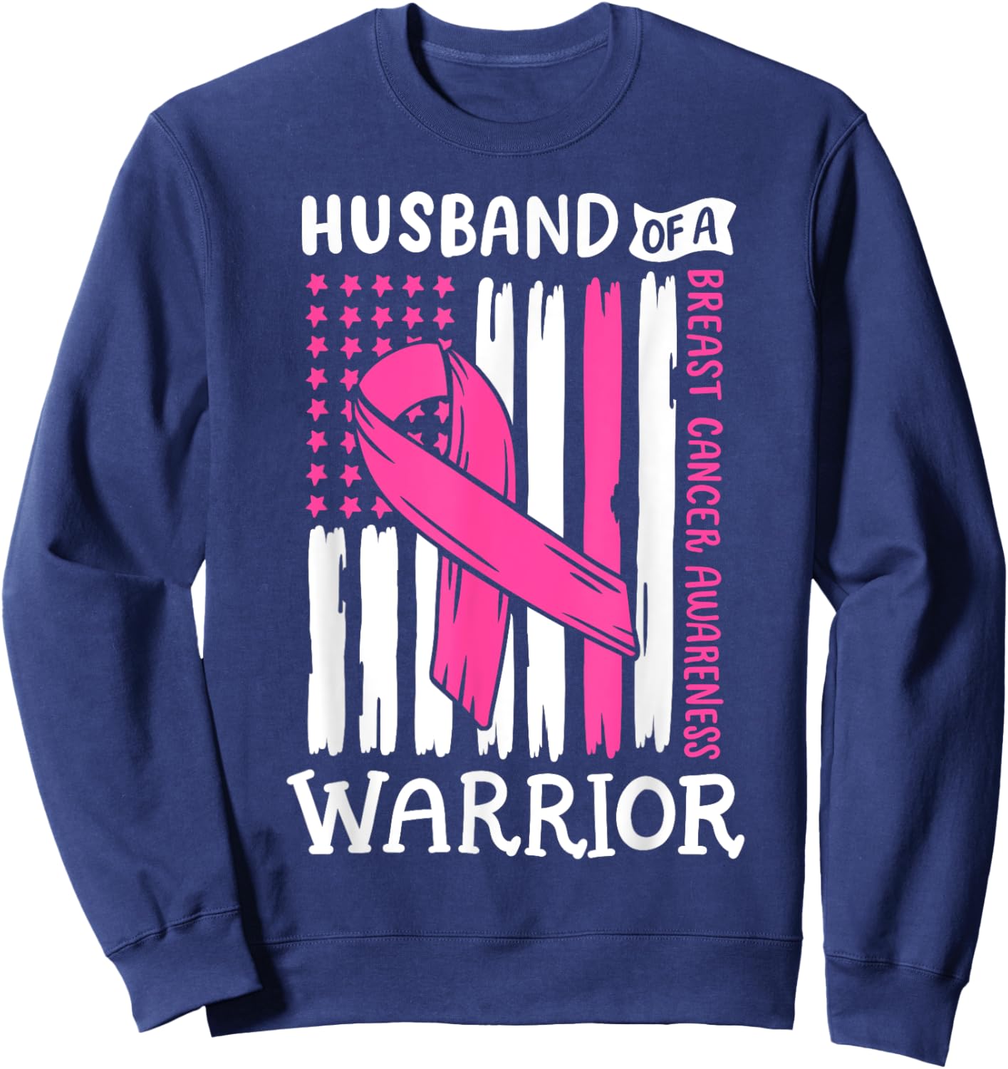 Breast Cancer Awareness Husband of A Warrior Support Squad Sweatshirt - Sweatshirt | Navy