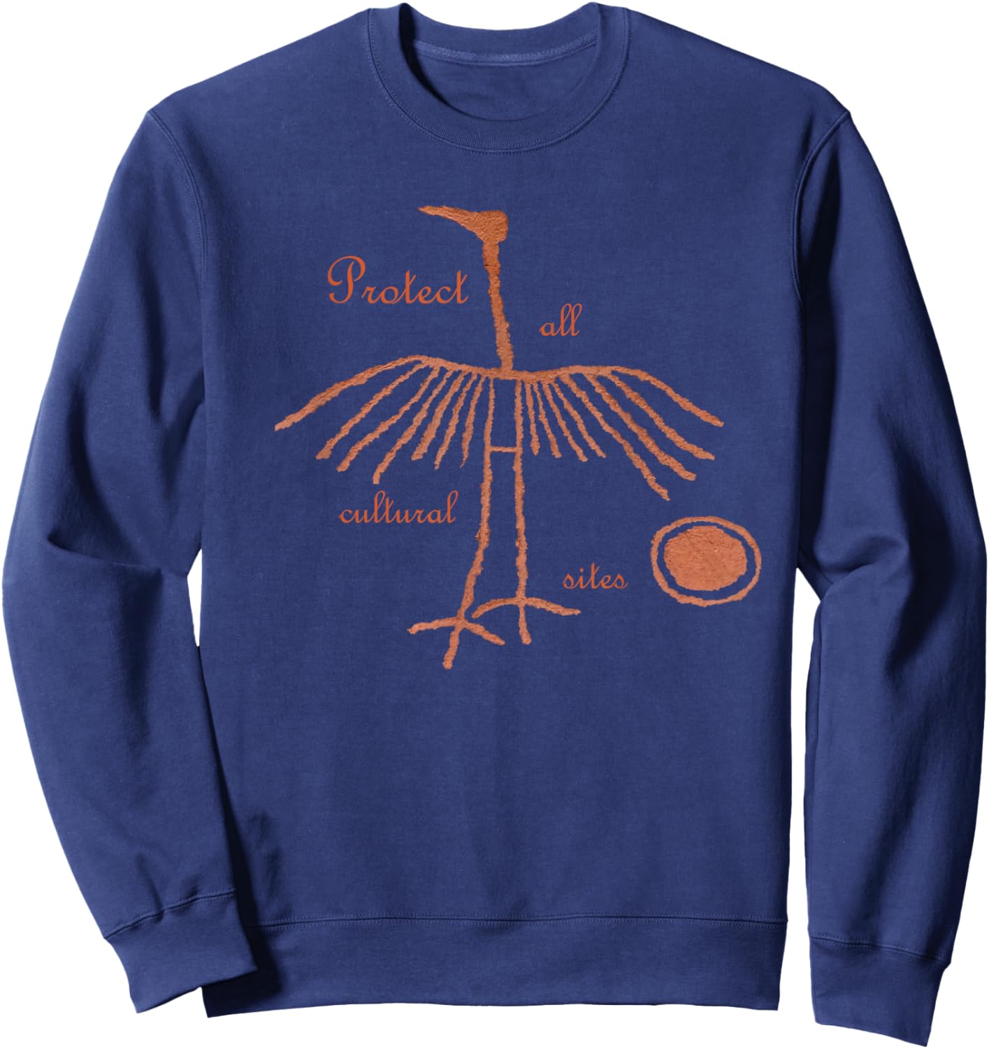 Crane Petroglyph. Protect all cultural sites. Sweatshirt - Sweatshirt | Navy