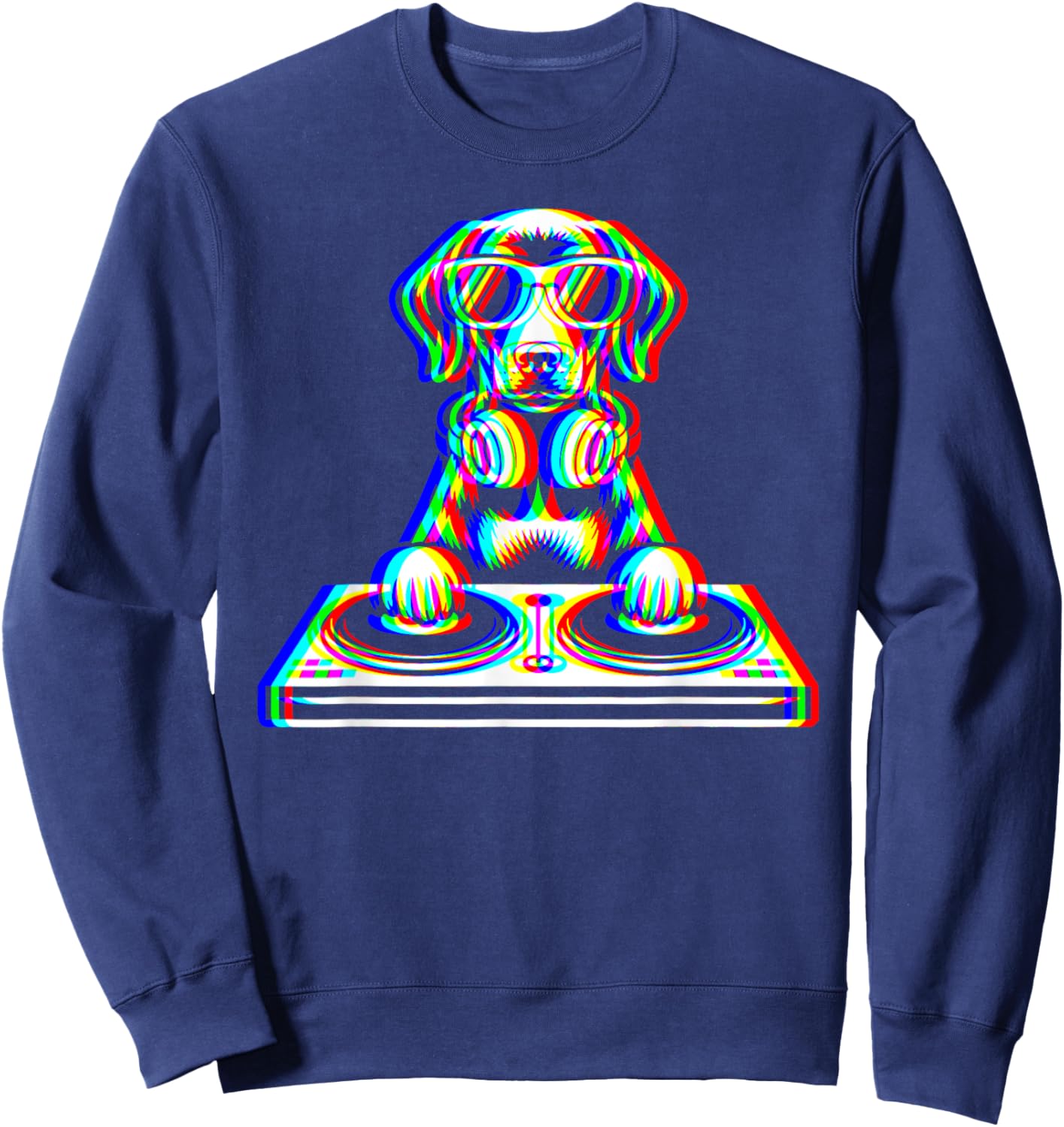 Funny German Shorthaired Pointer DJ Glitch Rave EDM Music Sweatshirt - Sweatshirt | Navy