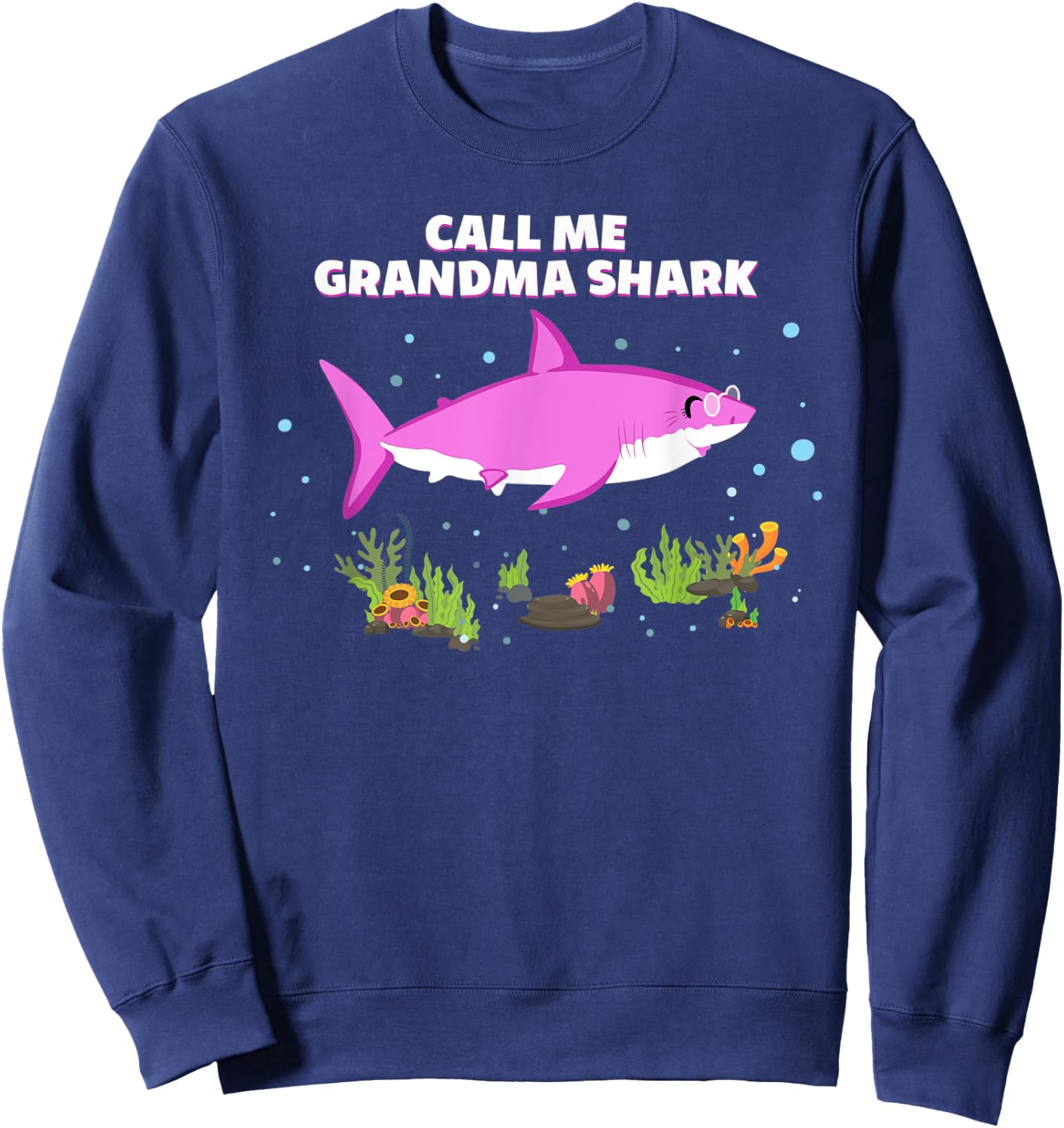 Funny Mothers Day Birthday Call Me Grandma Shark Sweatshirt - Sweatshirt | Navy