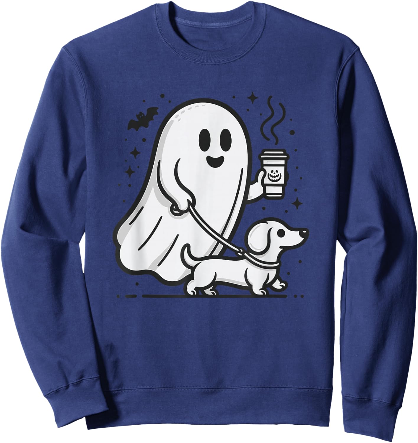Funny Dachshund Ghost Halloween Spooky Season Weenie Dog Sweatshirt - Sweatshirt | Navy