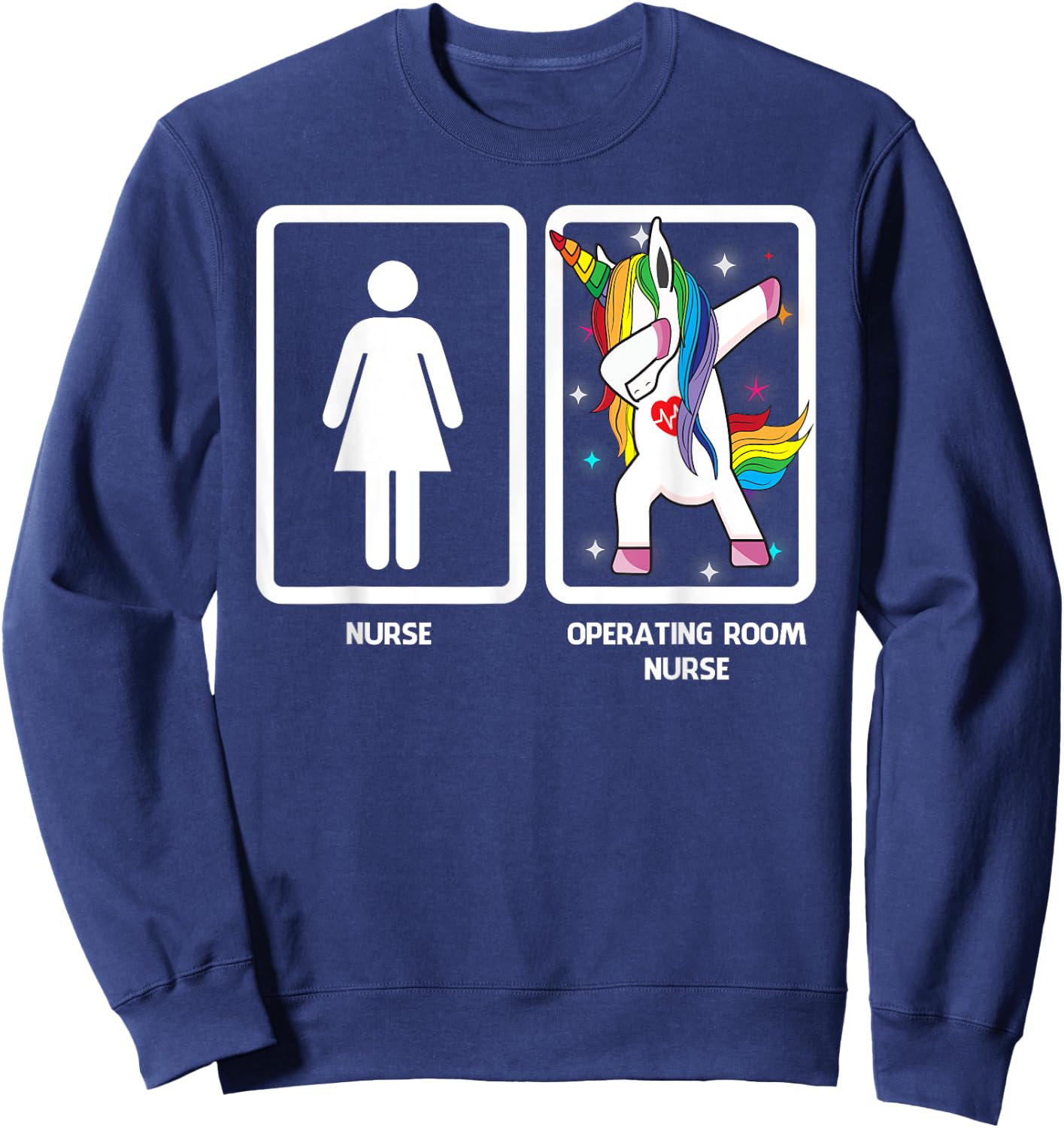 Operating room nurse Unicorn Dabbing Funny Dabbing Sweatshirt - Sweatshirt | Navy
