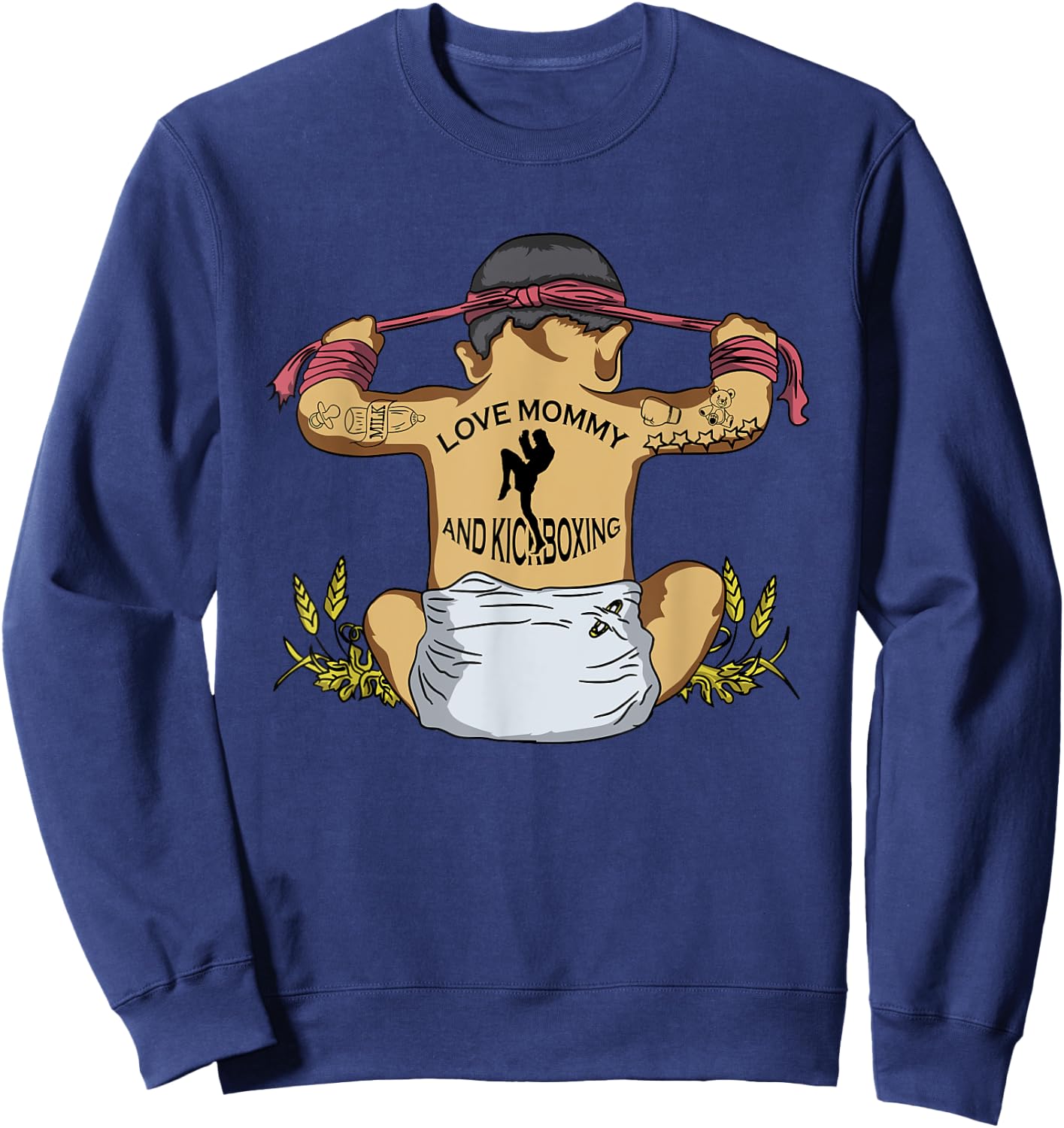 Kickboxing Muay Thai Training Fitness Baby Love Mommy Gift Sweatshirt - Sweatshirt | Navy