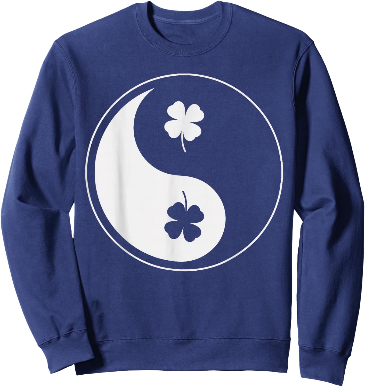 Shamrock Yin Yang Shirt Yoga Meditation St Patricks Day Sweatshirt - Sweatshirt | Navy