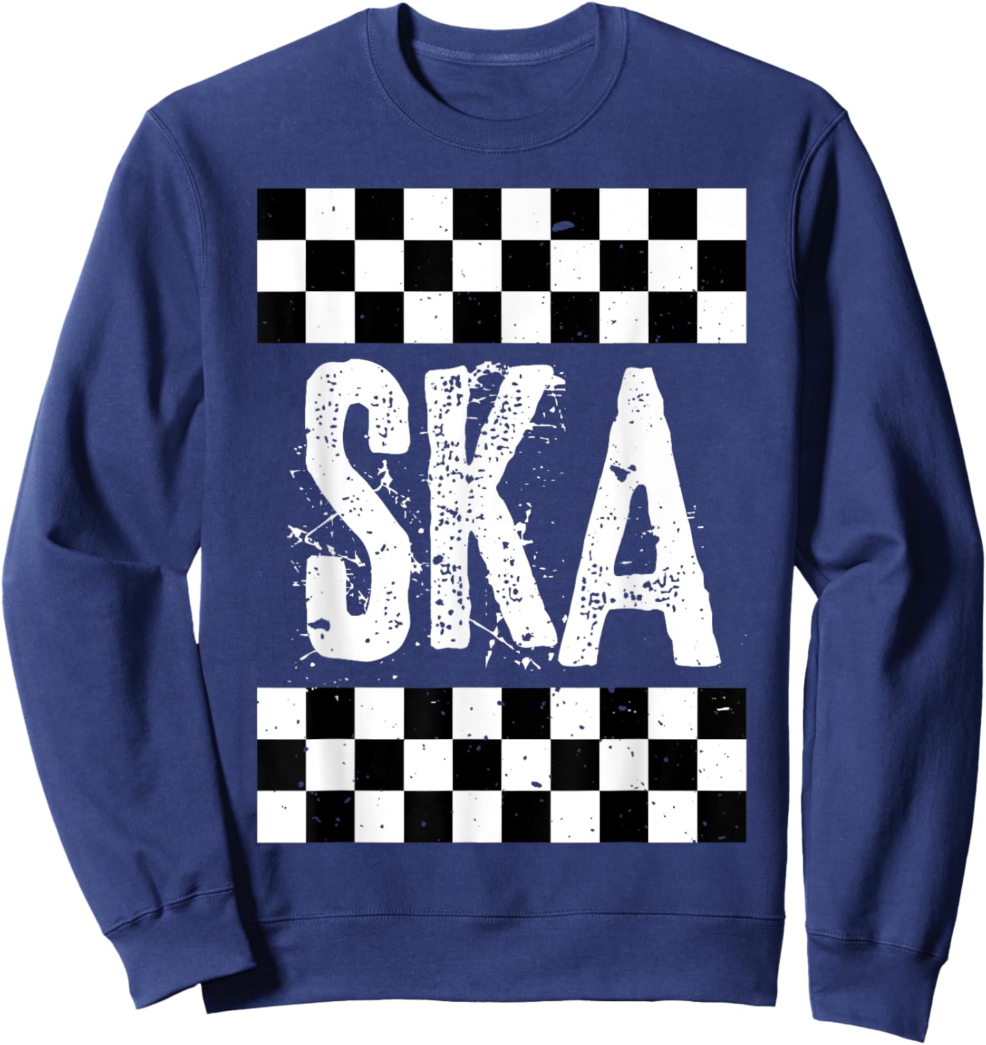 Ska Music T Shirt For Life Reggae Checkerboard Image Shirt Sweatshirt - Sweatshirt | Navy