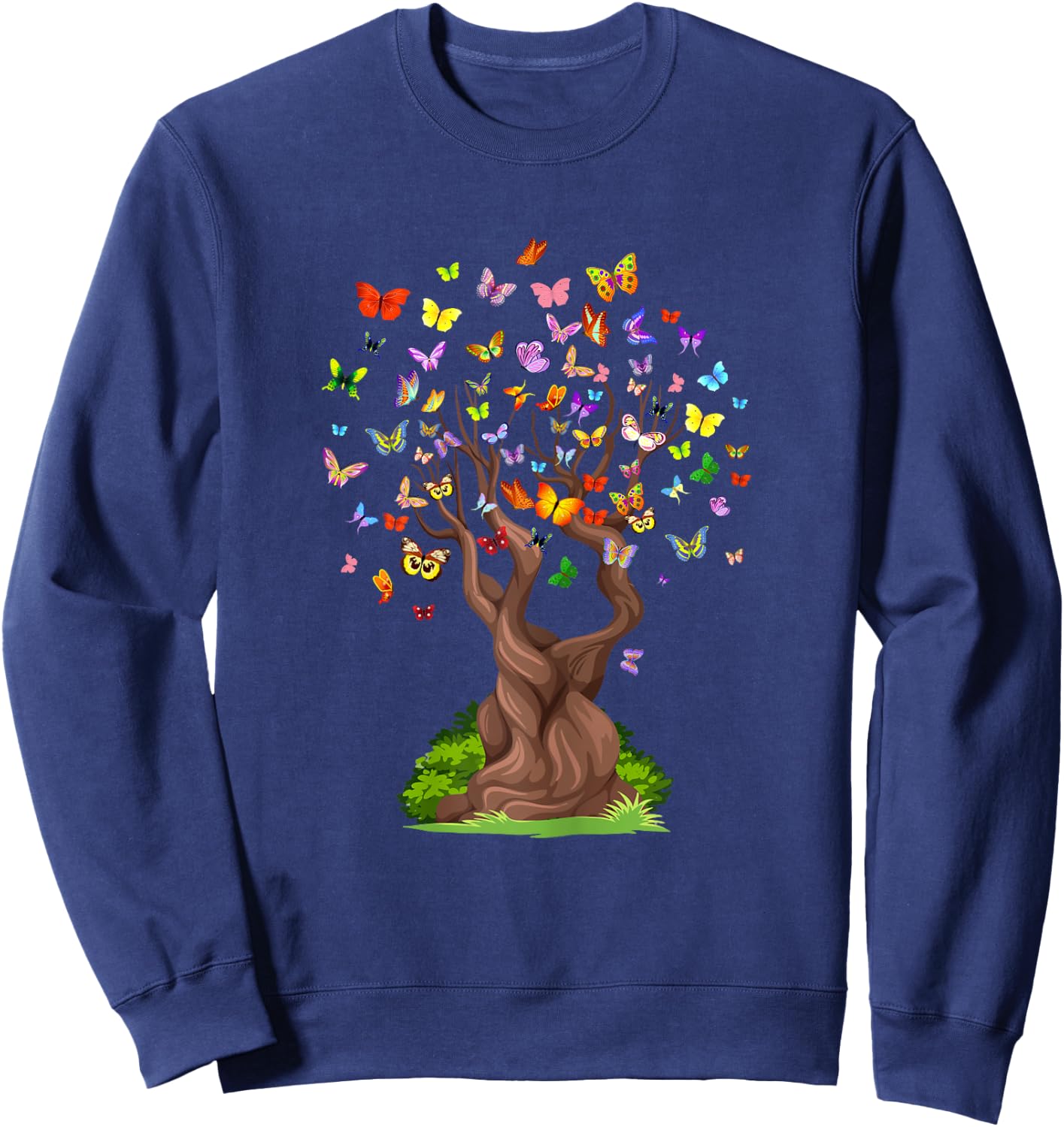 ButterflyTree Beautiful Nature Lover Butterfly Sweatshirt - Sweatshirt | Navy