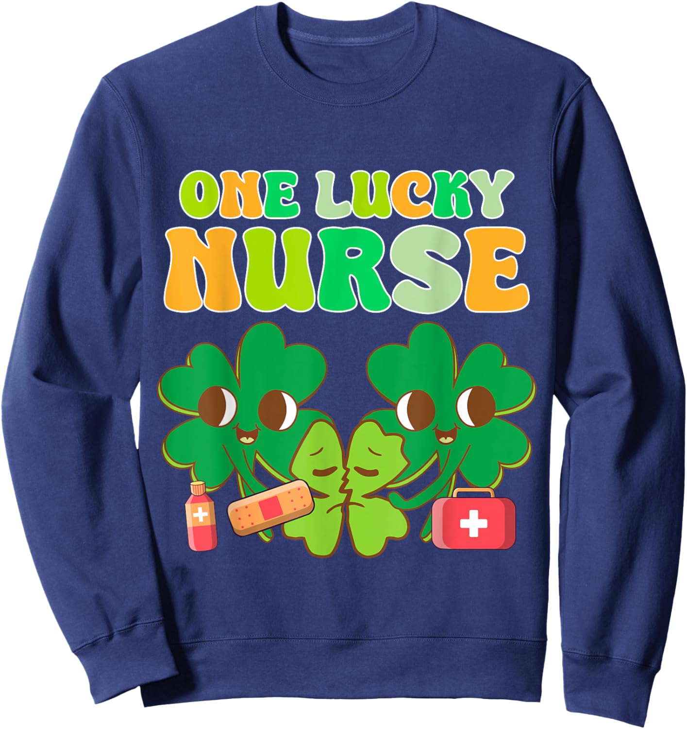 One Lucky Nurse Squad Scrubs Shamrock St Patrick's Day Women Sweatshirt - Sweatshirt | Navy