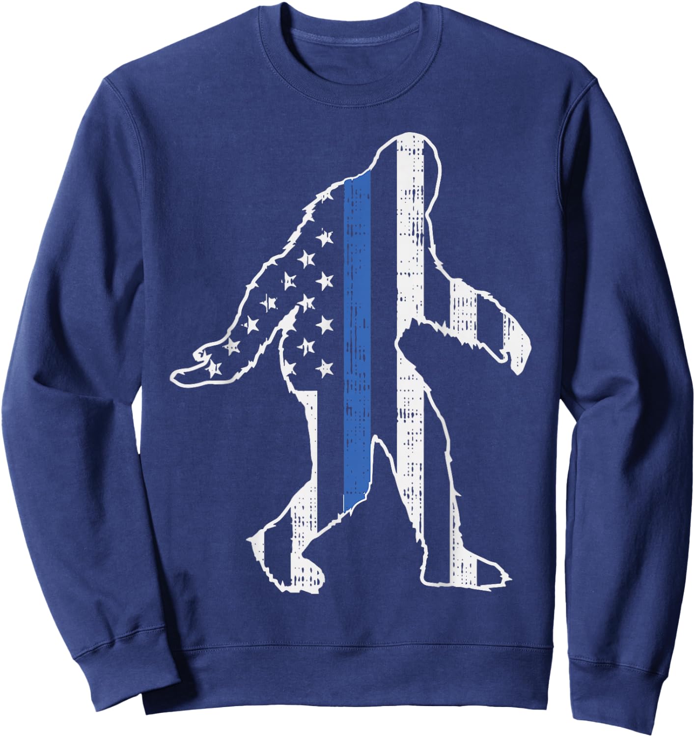 Thin Blue Line Bigfoot Law Enforcement LE Cop US Flag Police Sweatshirt - Sweatshirt | Navy