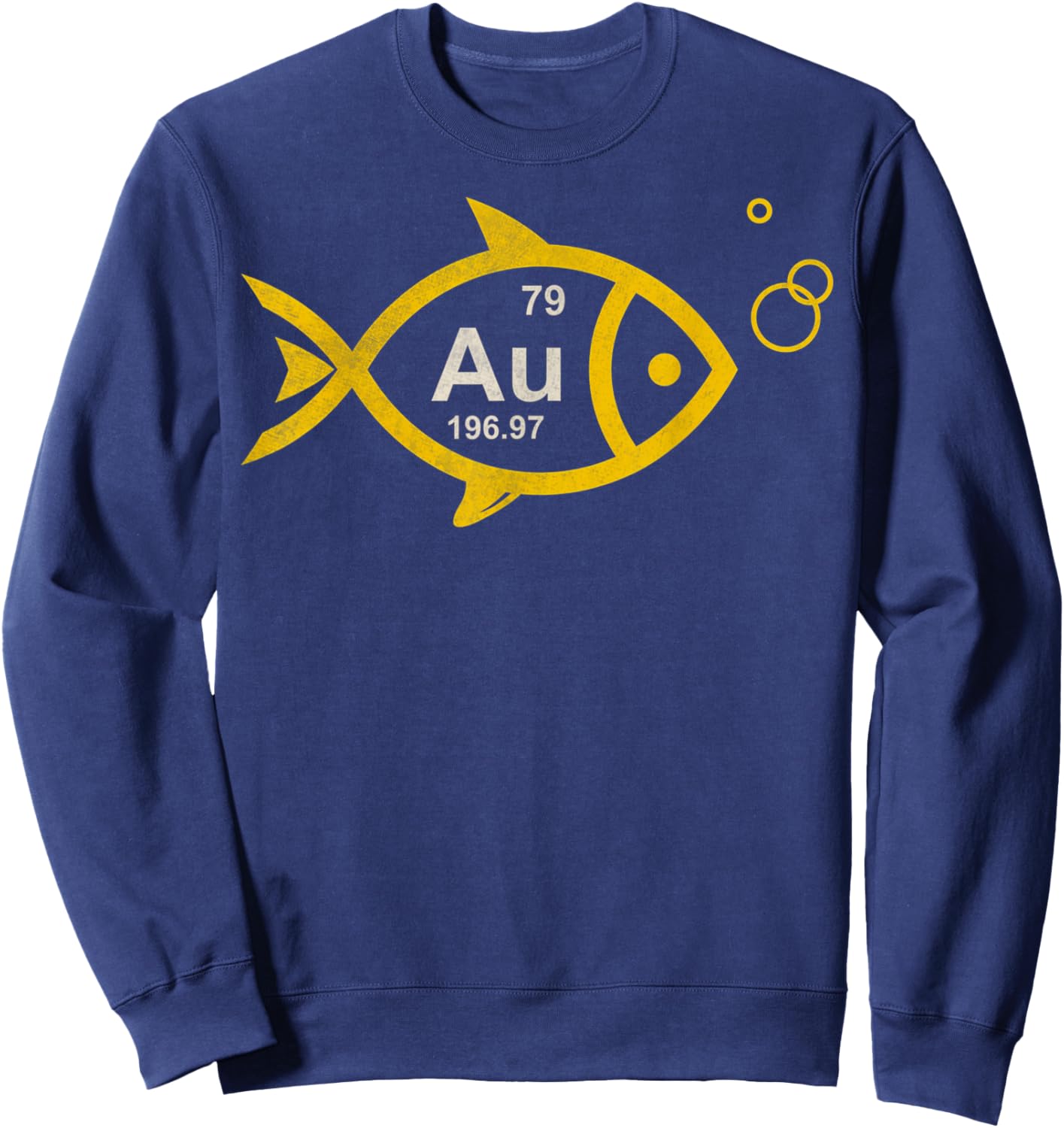 Vintage GoldFish Chemical Element Au Fishing Chemistry Sweatshirt - Sweatshirt | Navy