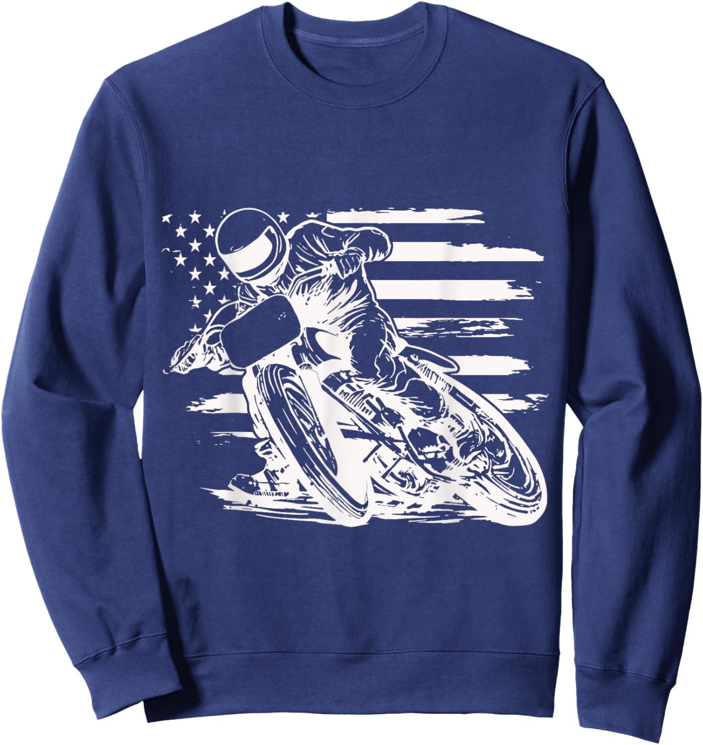Dirt Bike American Flag Motocross Biker 4th Of July Sweatshirt - Sweatshirt | Navy