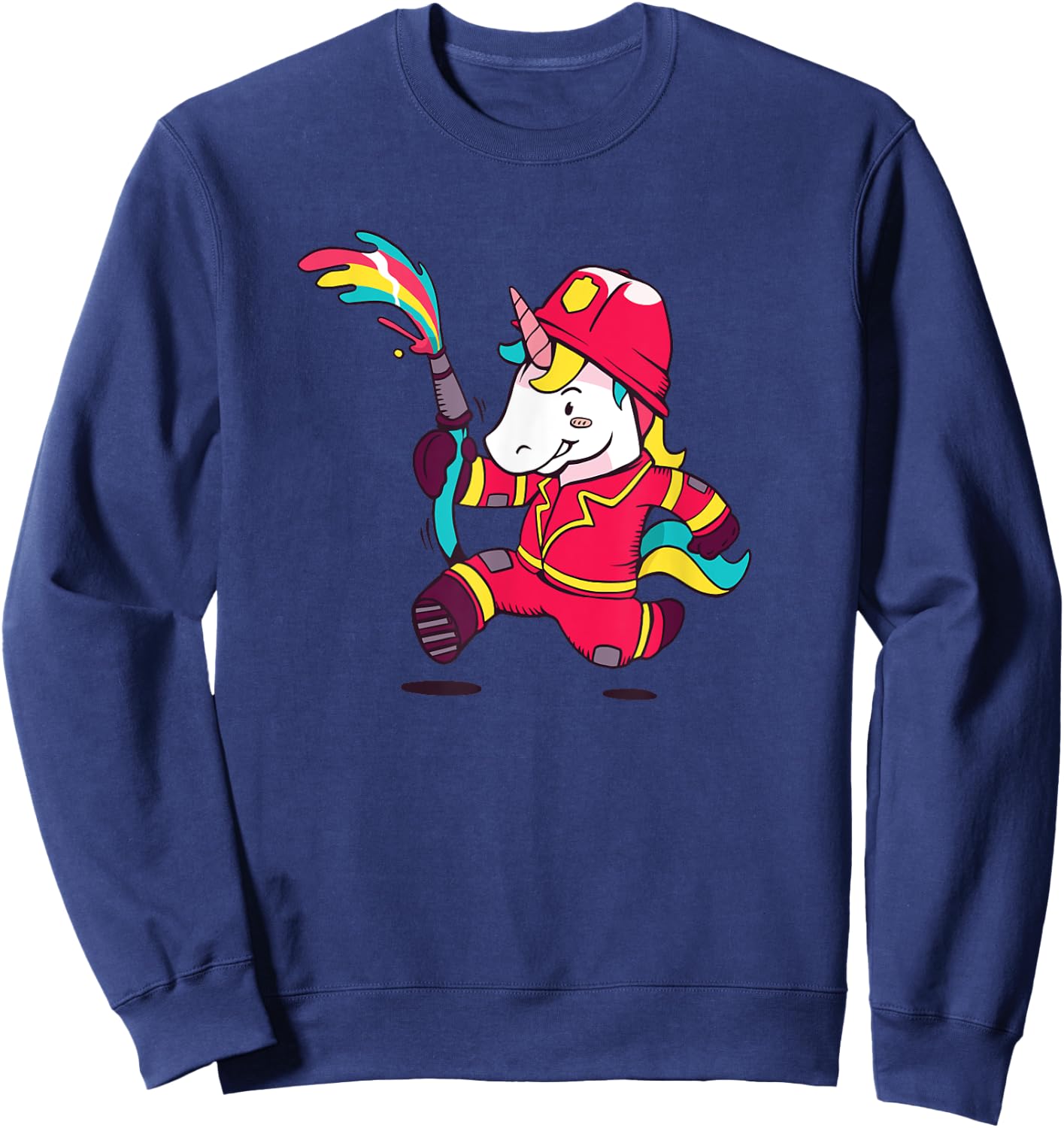 Unicorn Firefighter Cute Fireman Gift Kids Girls Sweatshirt - Sweatshirt | Navy