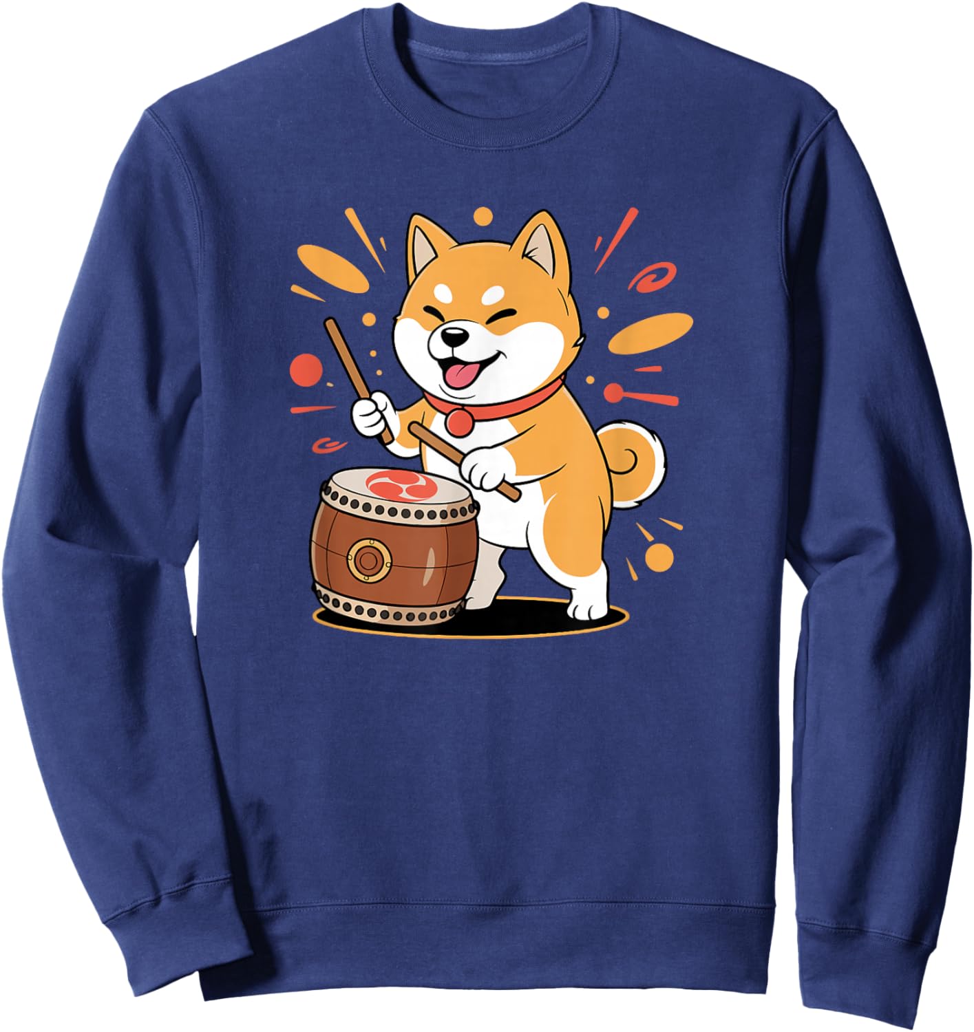 Cute Kawaii Taiko Drummer Shiba Inu Dog Sweatshirt - Sweatshirt | Navy