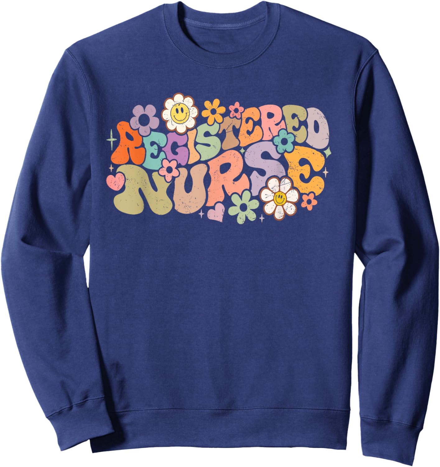 Retro Vintage Registered Nurse Nursing RN Funny Sweatshirt - Sweatshirt | Navy