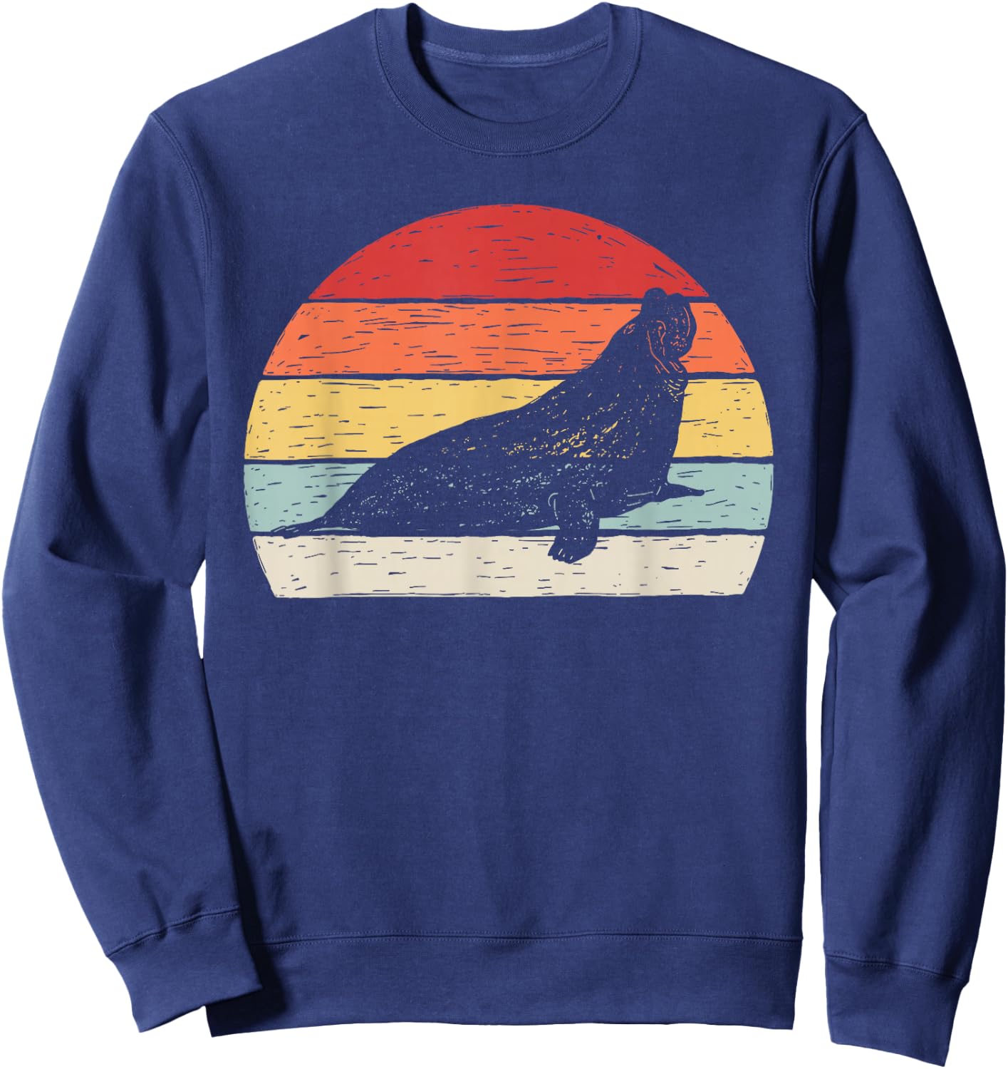 Vintage Retro Elephant Seal Sweatshirt - Sweatshirt | Navy
