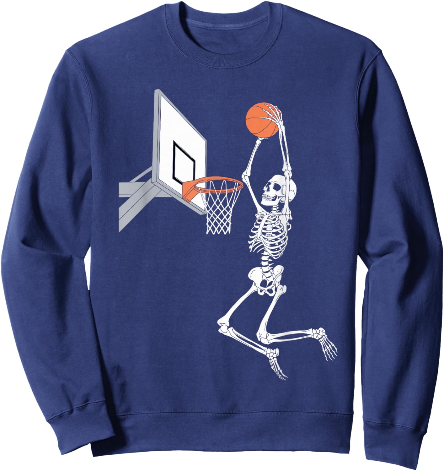 Funny Skeleton Playing Basketball Lovers Spooky Halloween Sweatshirt - Sweatshirt | Navy
