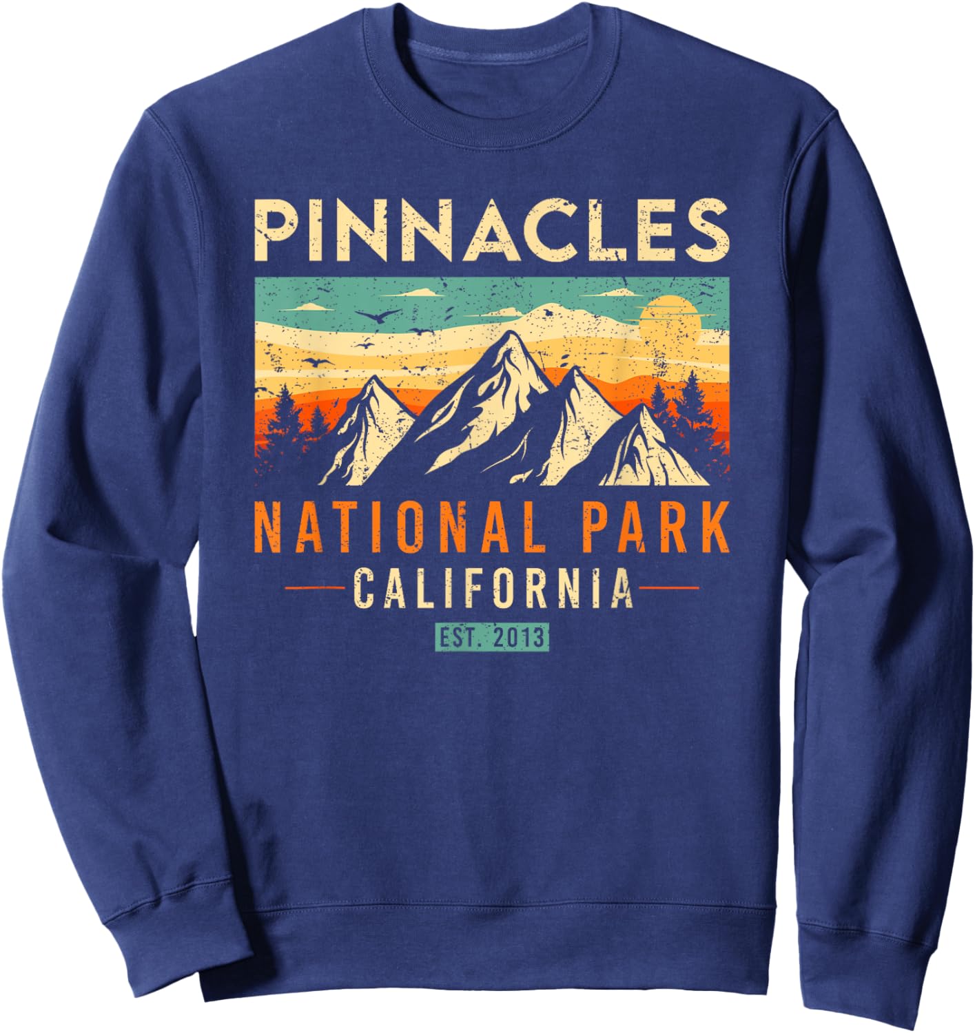 Pinnacles Est 2013 California Vintage Retro National Park Sweatshirt - Sweatshirt | Navy