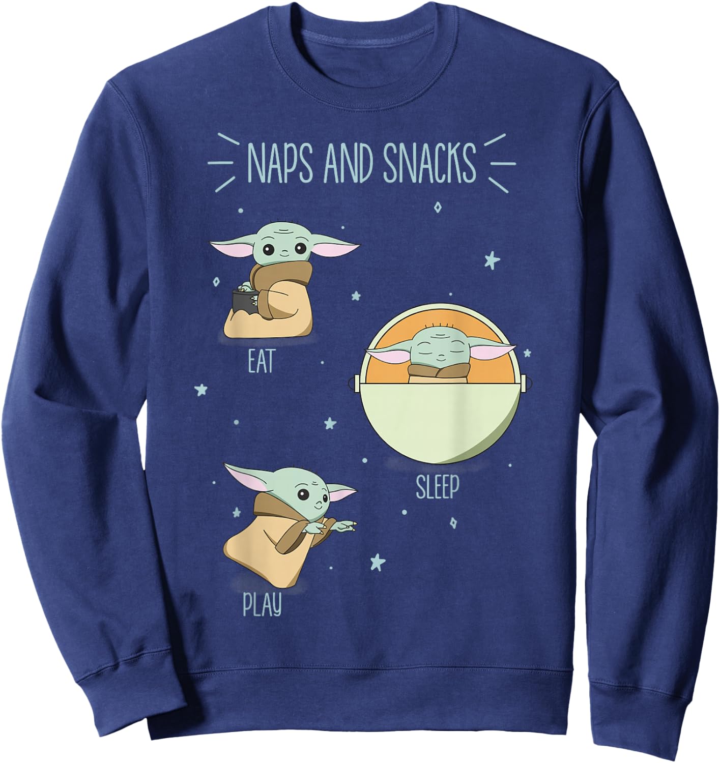 Star Wars The Mandalorian The Child Naps And Snacks Doodles Sweatshirt - Sweatshirt | Navy