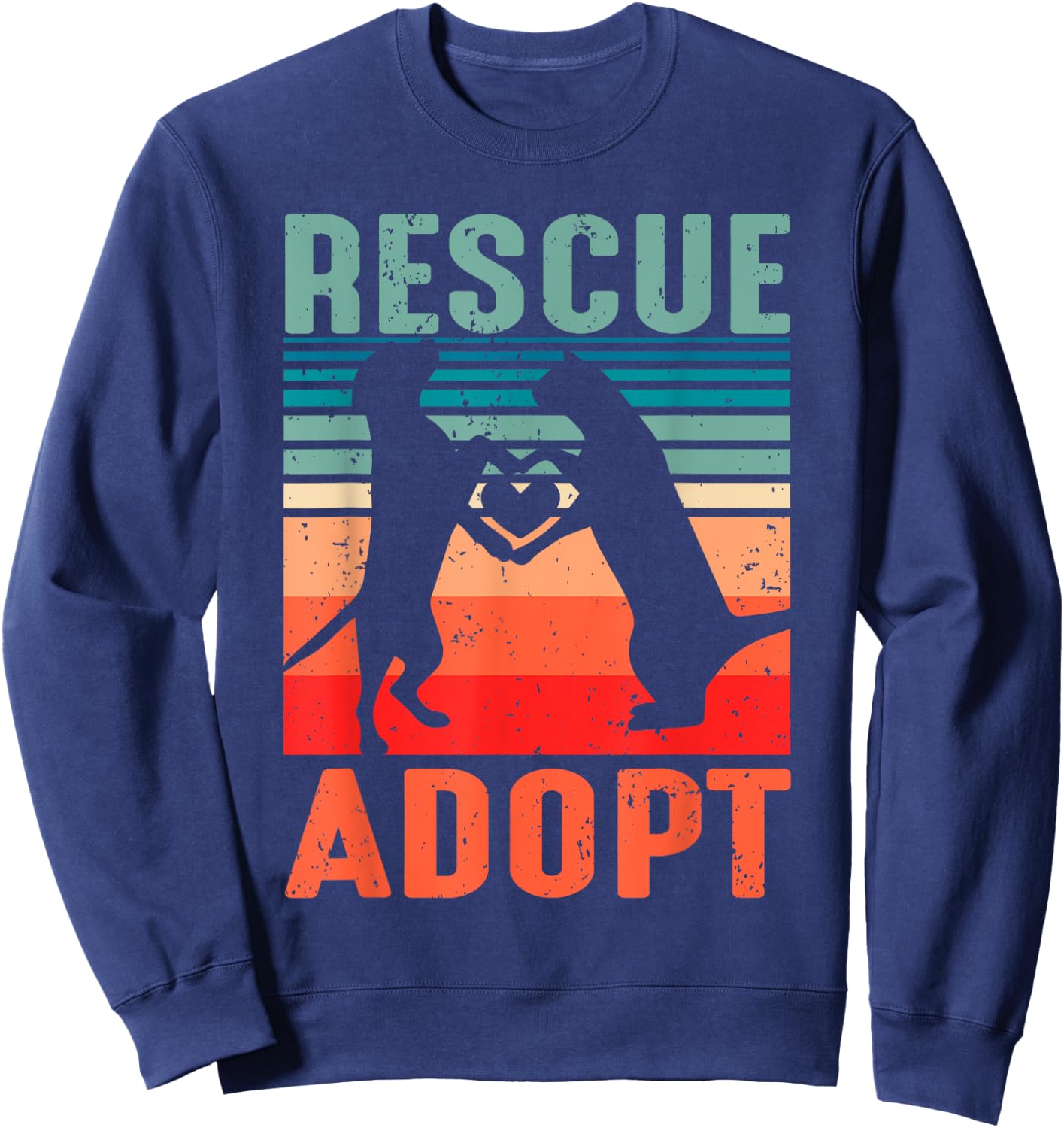 Rescue Adopt Animal Vintage Dog Cat Lover Men Sweatshirt - Sweatshirt | Navy