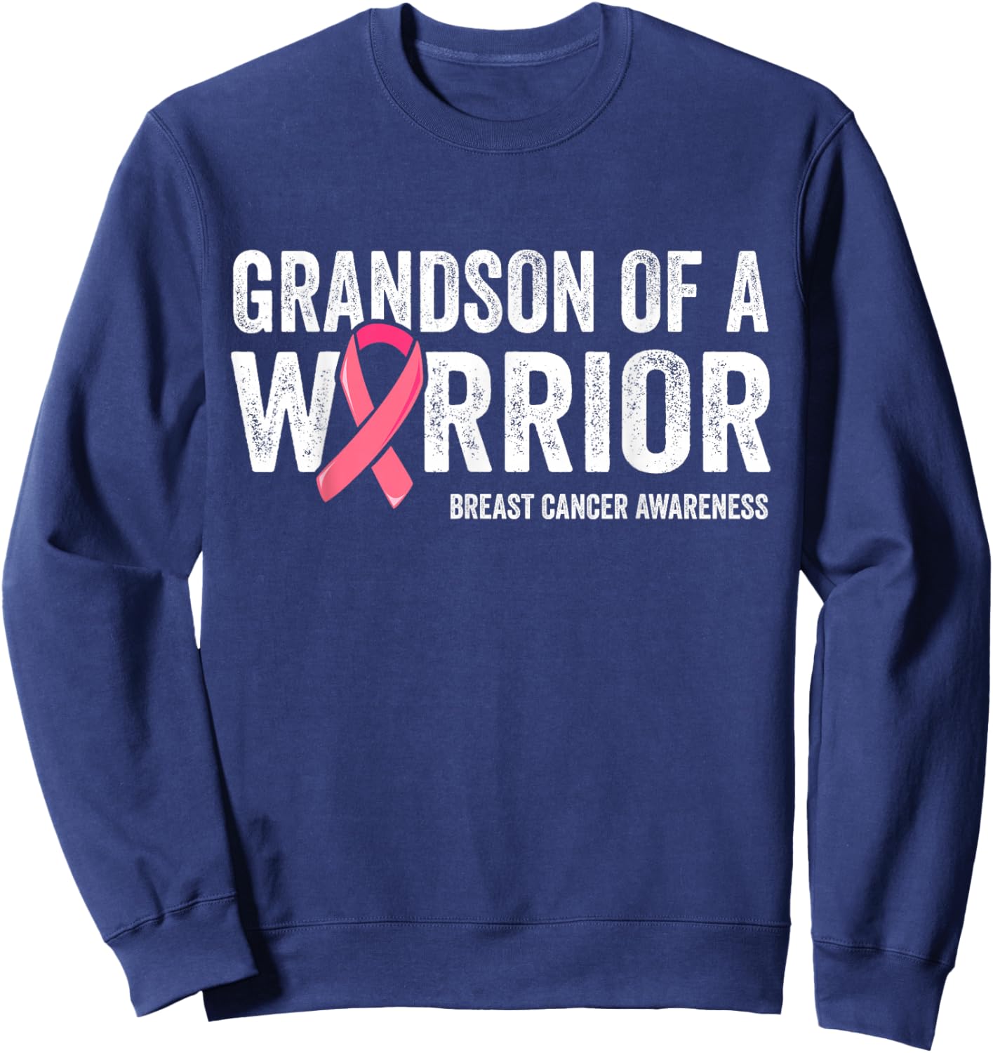 Grandson Of A Warrior Grandma Shirts, Breast Cancer Matching Sweatshirt - Sweatshirt | Navy