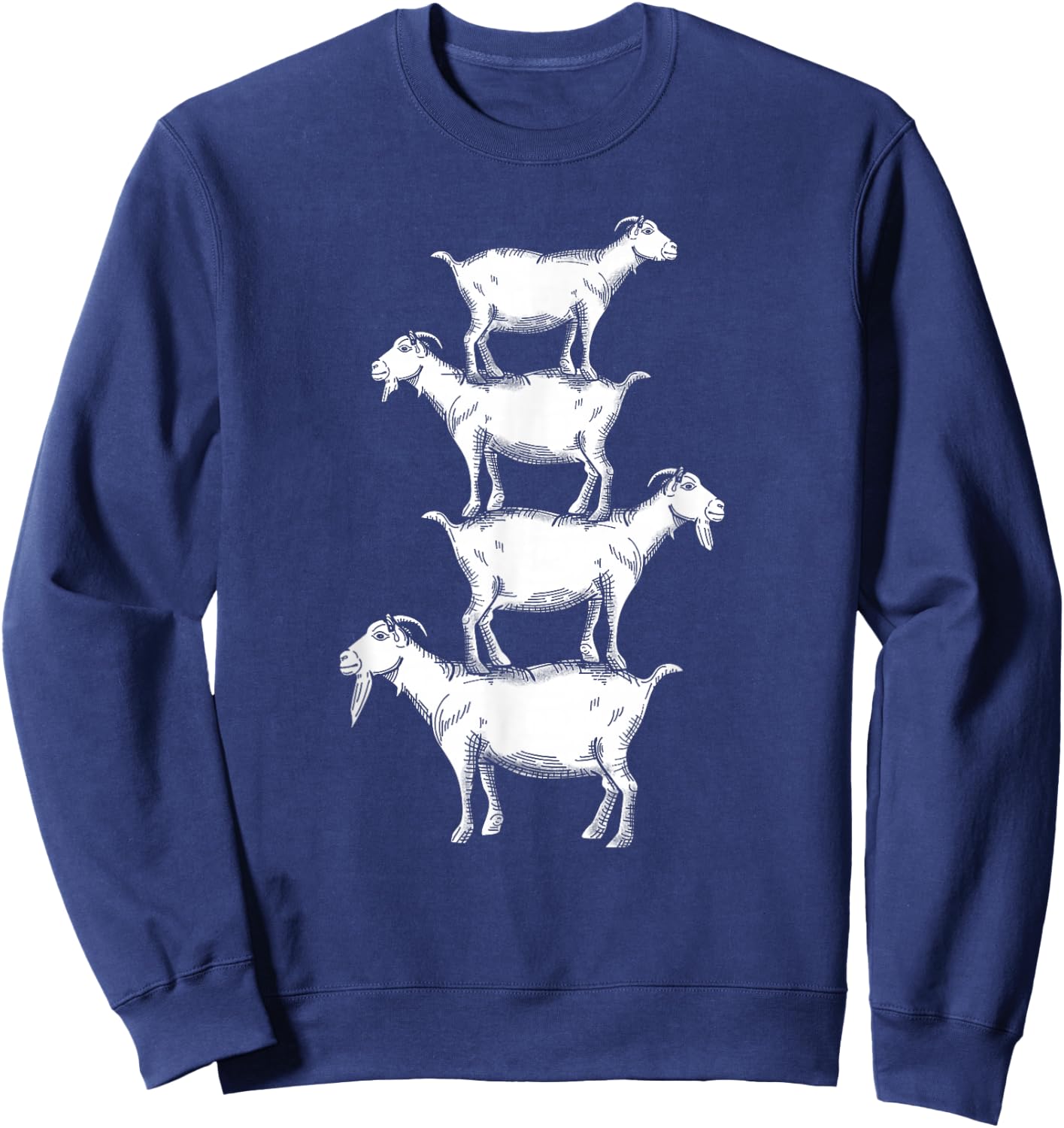 Vintage Four Buck Goats Over Each Other Farmer Goat Lovers Sweatshirt - Sweatshirt | Navy