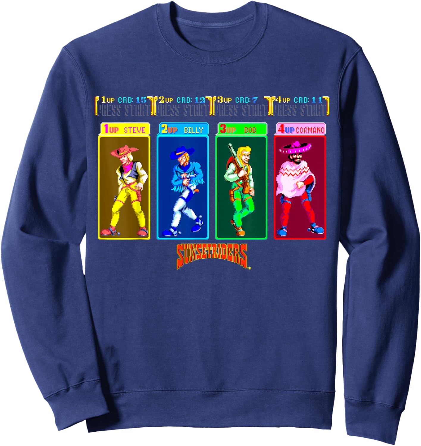 Sunset Riders Character Select Retro Western Heroes Showdown Sweatshirt - Sweatshirt | Navy