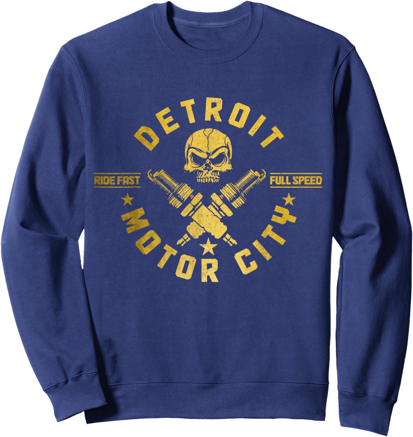 Detroit Michigan Motor City Vintage Biker Sweatshirt - Sweatshirt | Navy