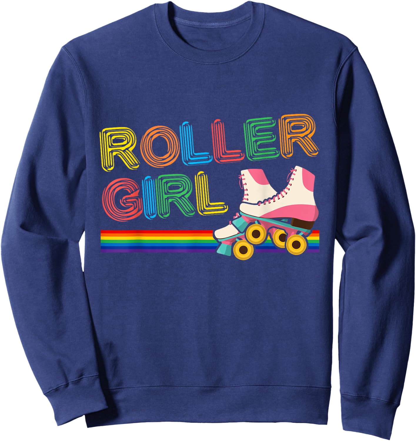 Roller Girl Vintage Seventies 70's Cool Retro Skates Skating Sweatshirt - Sweatshirt | Navy