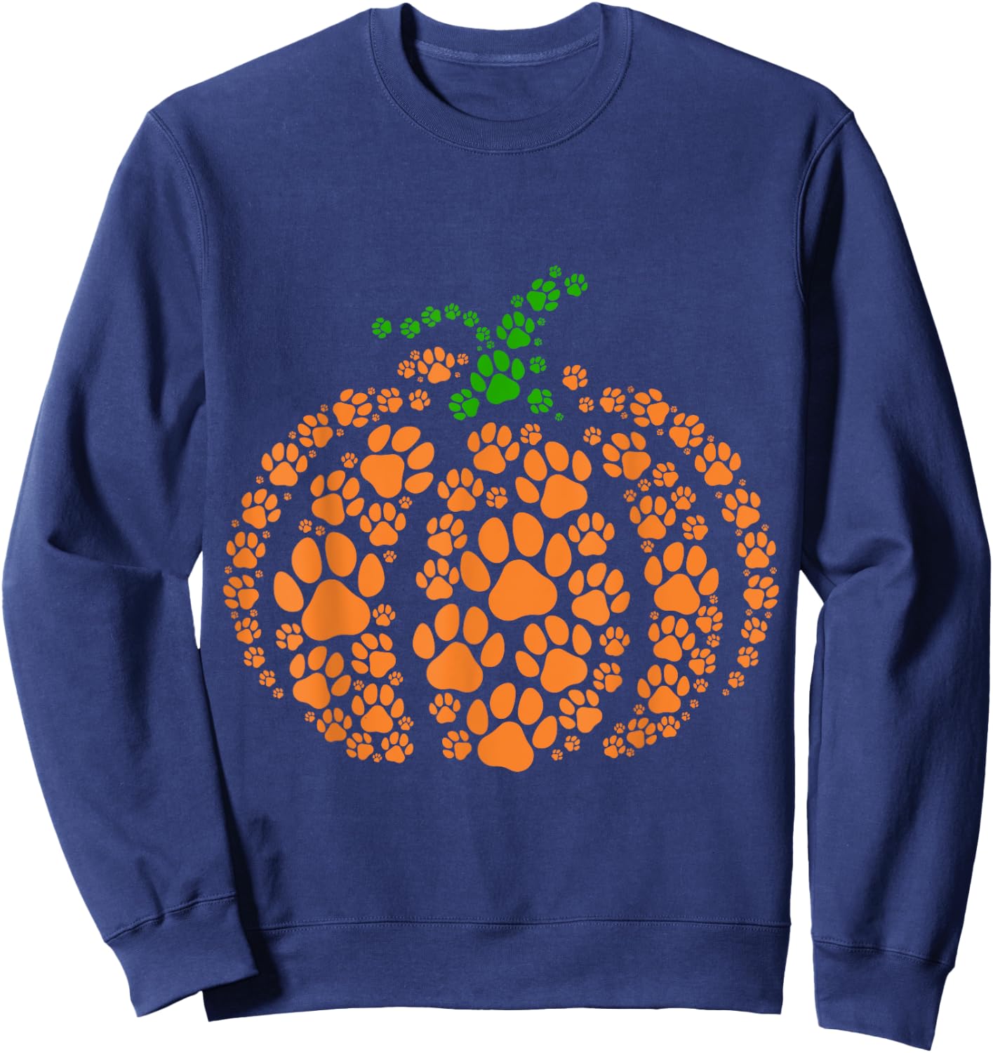 Paw Print Pumpkin Halloween Dog Cat Lover Sweatshirt - Sweatshirt | Navy