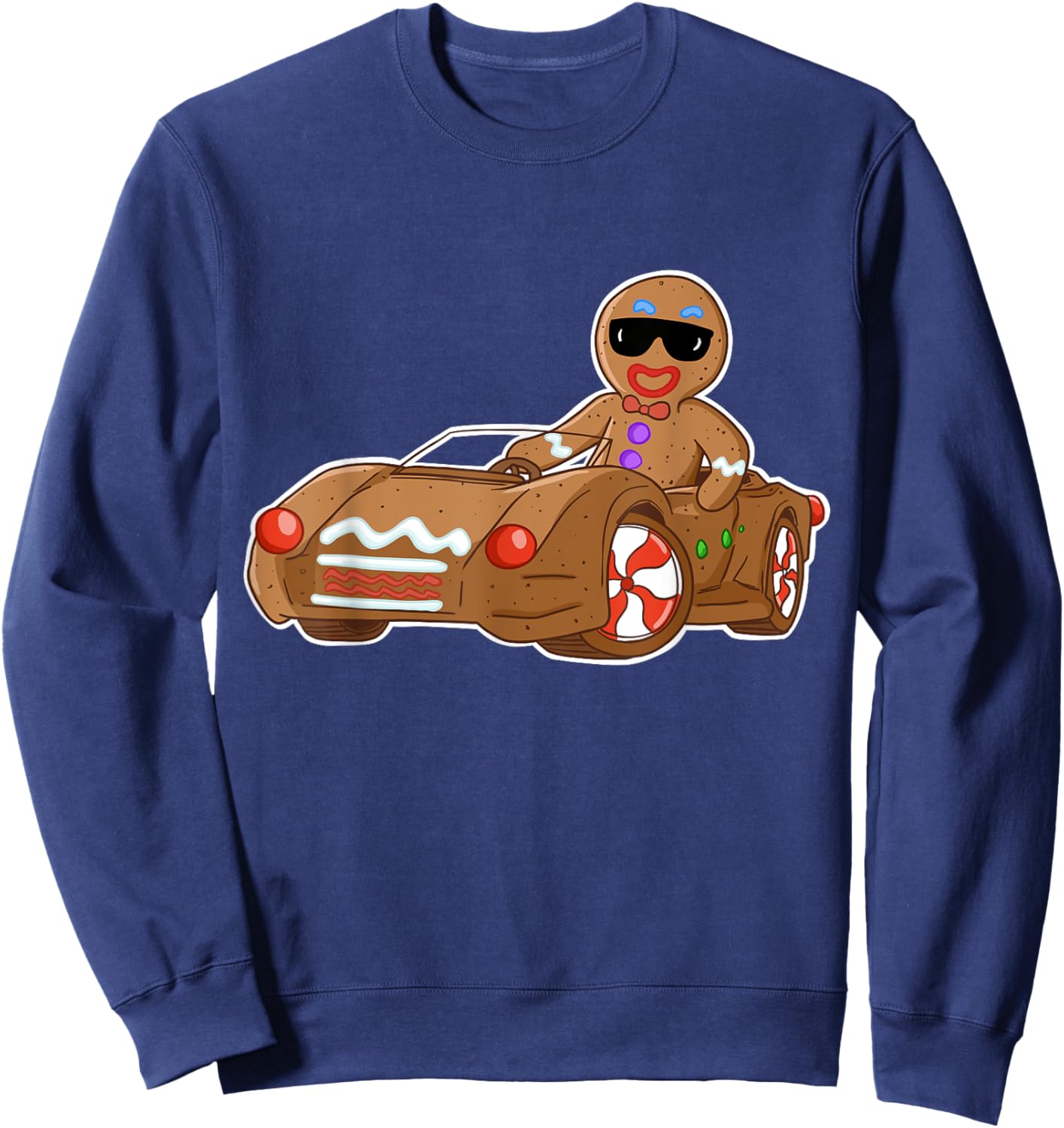 Cool Gingerbread Man riding car Sweatshirt - Sweatshirt | Navy
