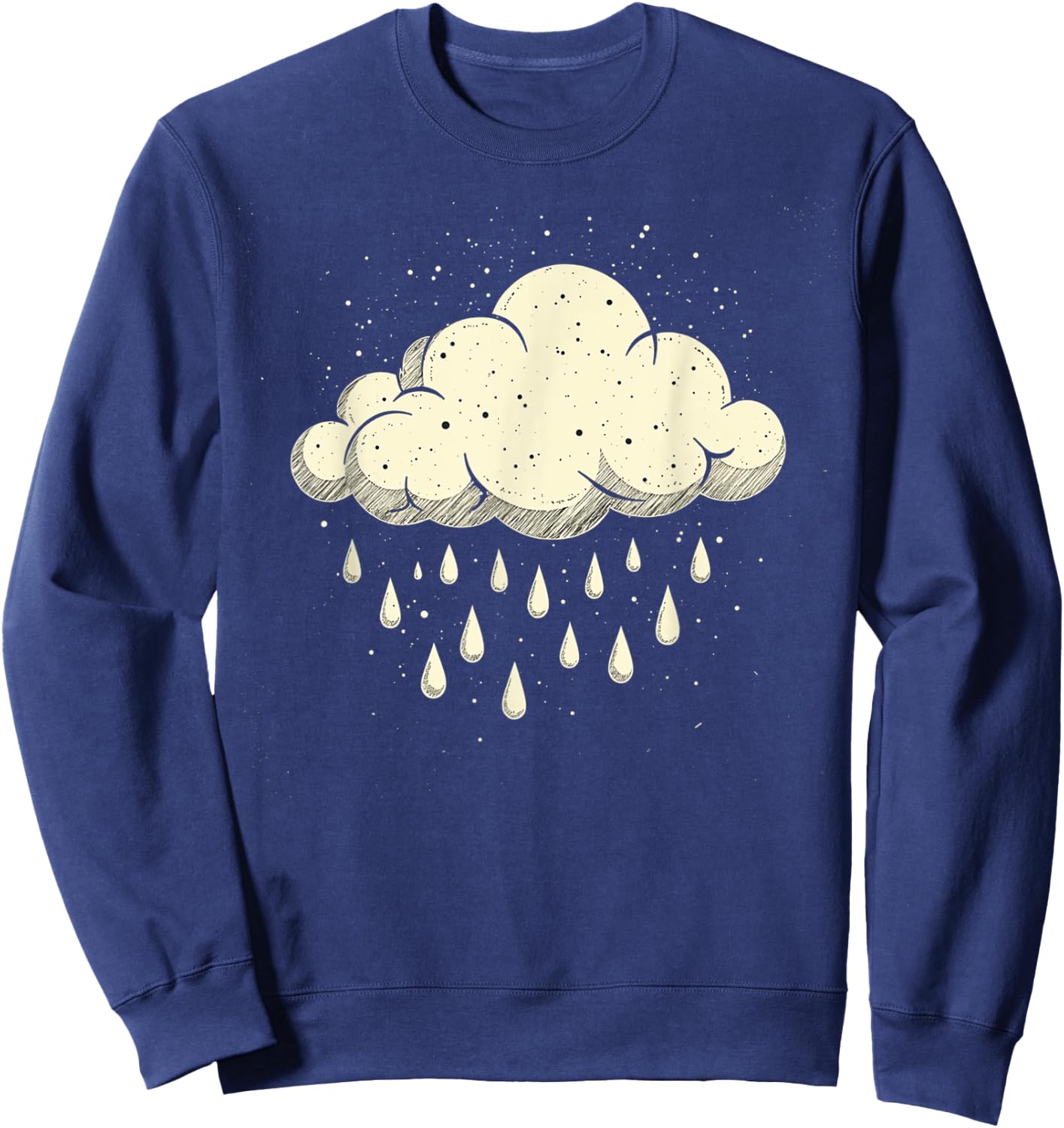 Vintage Cloud Raindrops Art Nature Weather Storm Winter Sweatshirt - Sweatshirt | Navy