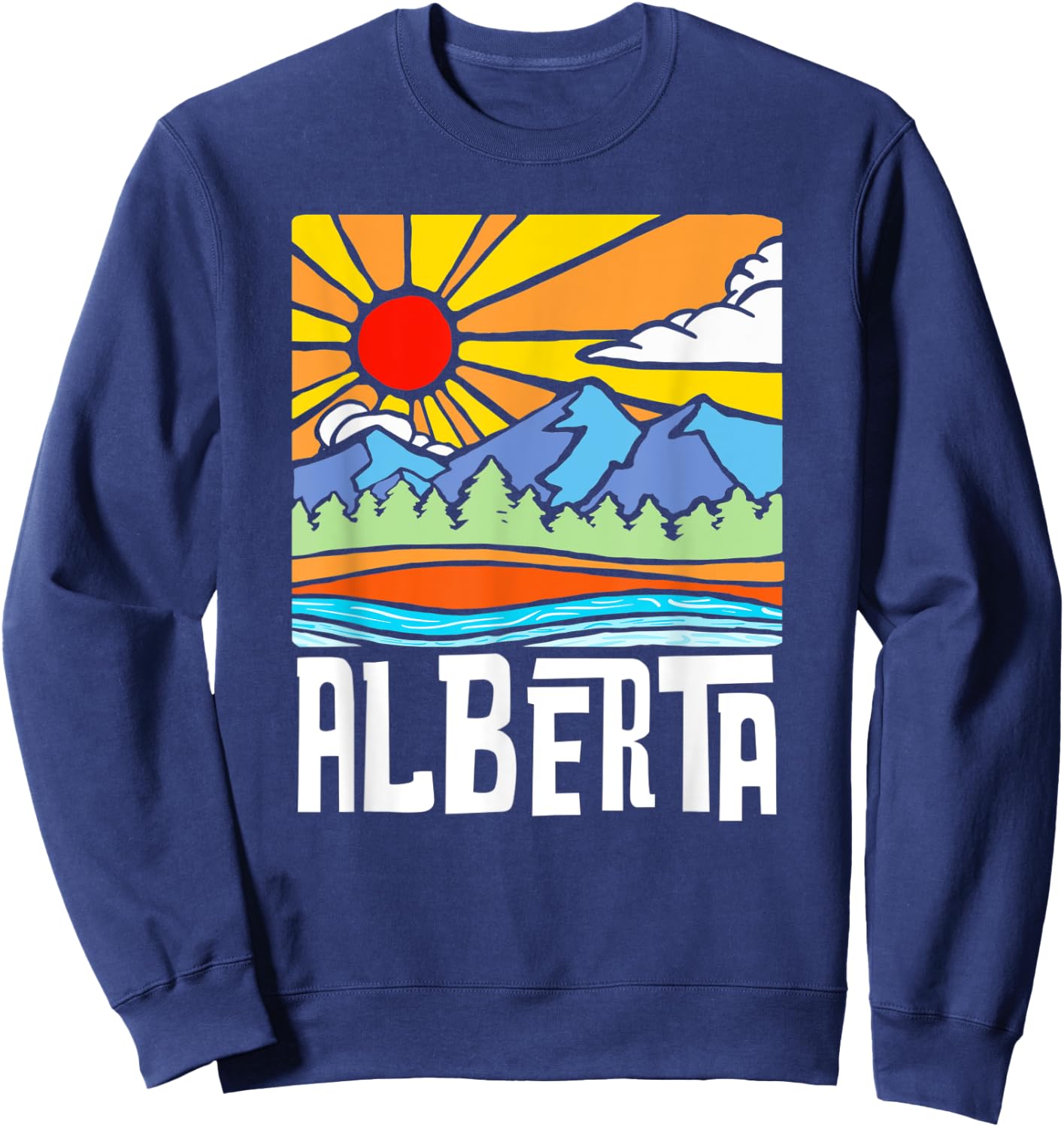 Alberta Canada Artistic Nature & Mountains Vintage Sweatshirt - Sweatshirt | Navy