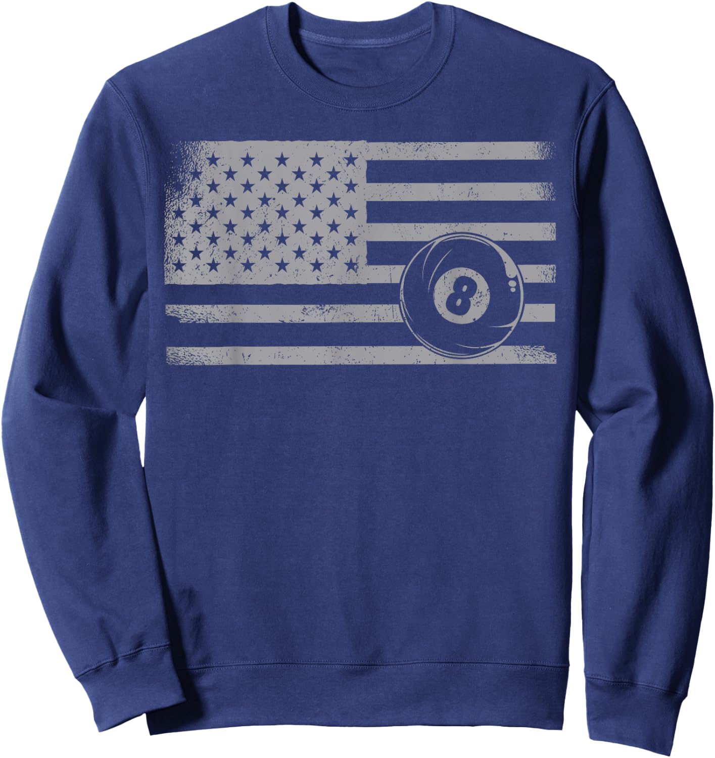 Billiards Pool Player Ball American Flag Vintage 8 Ball Men Sweatshirt - Sweatshirt | Navy