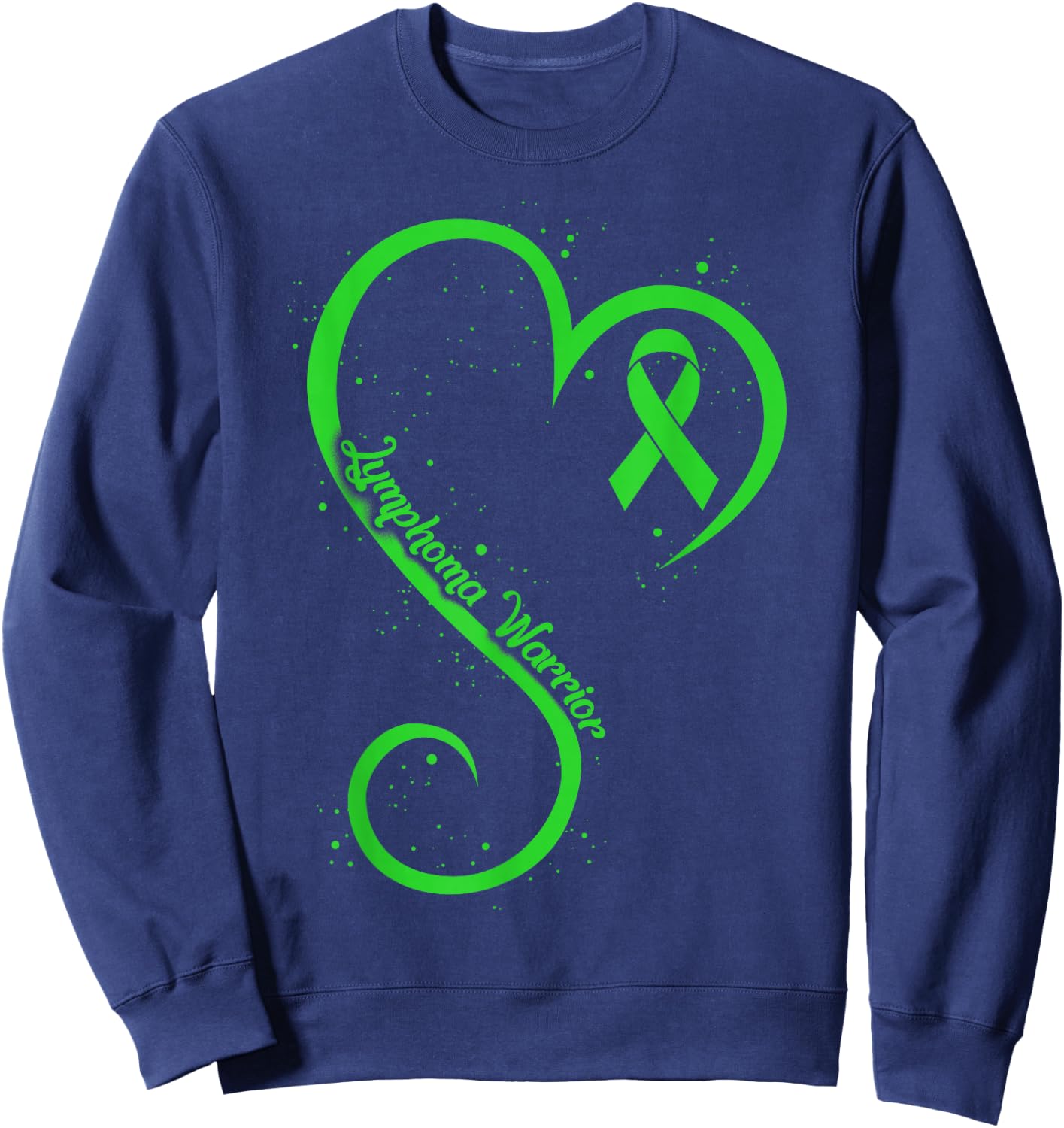 Non Hodgkins Lymphoma Warrior Heart Ribbon Lime Green Cancer Sweatshirt - Sweatshirt | Navy
