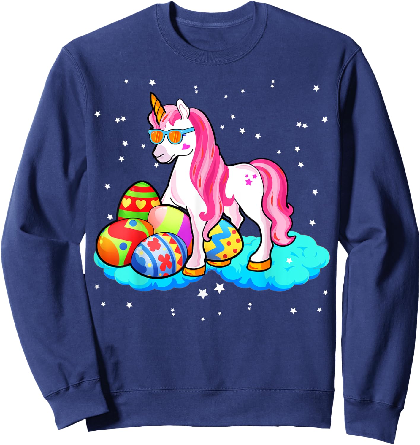 Girl Easter Unicorn Shirt Easter Girl Shirt Unicorn Easter Sweatshirt - Sweatshirt | Navy