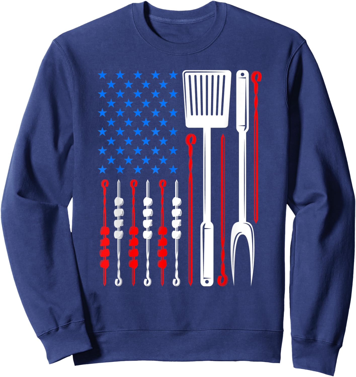 American Flag Barbecue Son Dad Husband Fathers Day Funny Sweatshirt - Sweatshirt | Navy