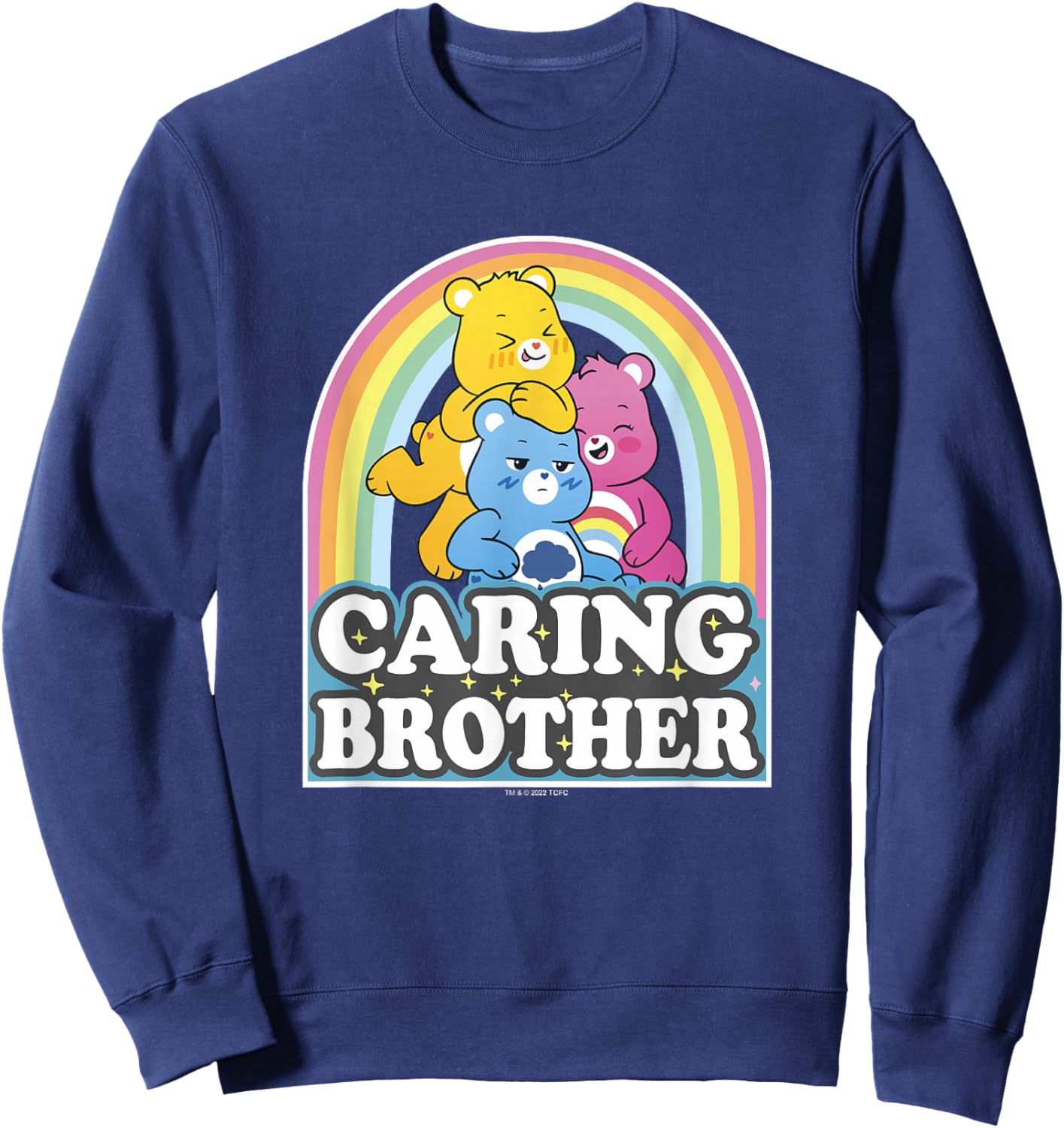 Care Bears Caring Brother Retro Rainbow Grumpy Group Shot Sweatshirt - Sweatshirt | Navy