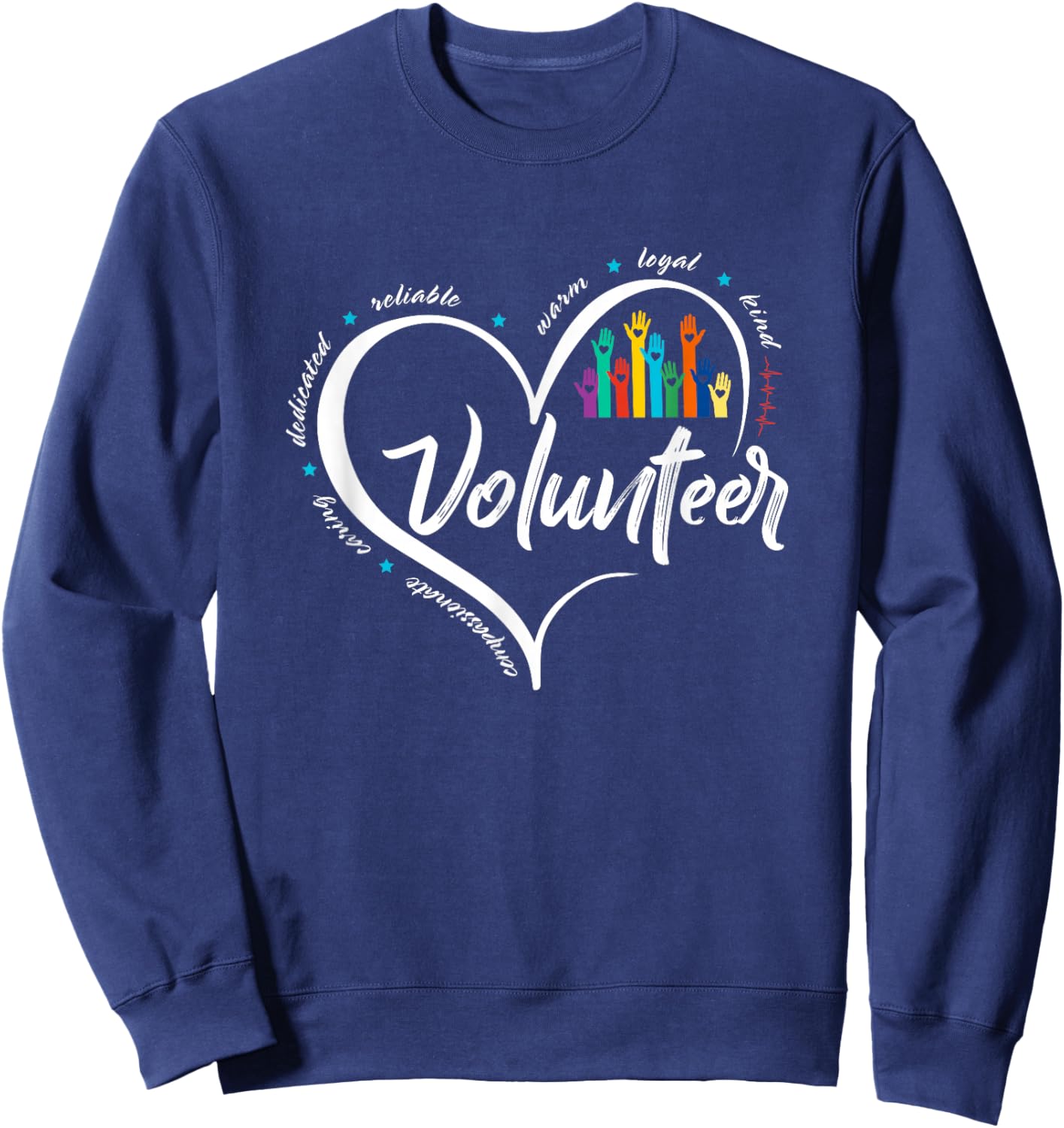 Funny Volunteer Heart Back To School Art Vintage Sweatshirt - Sweatshirt | Navy
